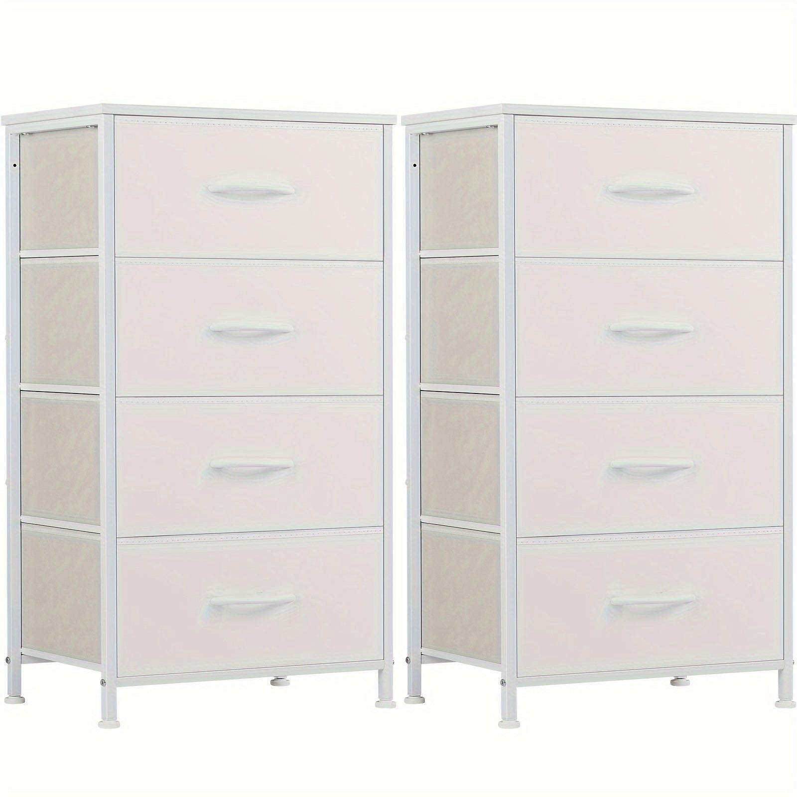 2pcs Bedroom Dresser Set - High Storage Drawer With Fabric Tower And Chest, Solid Metal Frame, Wooden Table Top, Perfect For Wardrobe And Entrance