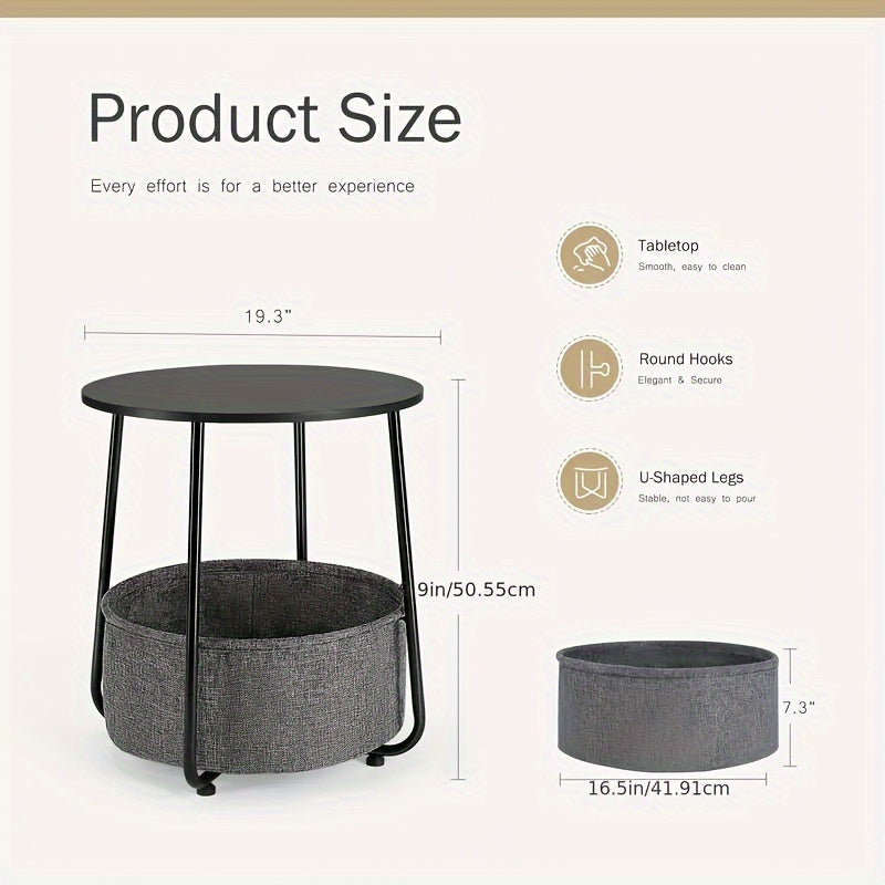 Chic Small Round Side Table with Cat-Friendly Design - Metal Frame, Lightweight, Easy Assembly - Perfect for Living Room, Dining Area, Bedroom - Available in Black and Gray, Table Decor