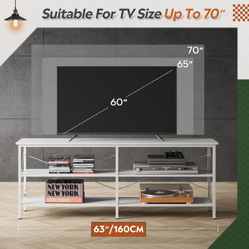 TV Stand up to 70 Inch TV, 160cm Entertainment Center, TV Media Console with 3-Tier Storage Shelves for Living Room and Bedroom