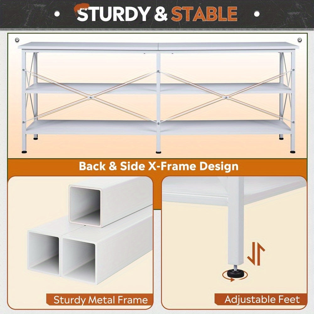 TV Stand up to 70 Inch TV, 160cm Entertainment Center, TV Media Console with 3-Tier Storage Shelves for Living Room and Bedroom