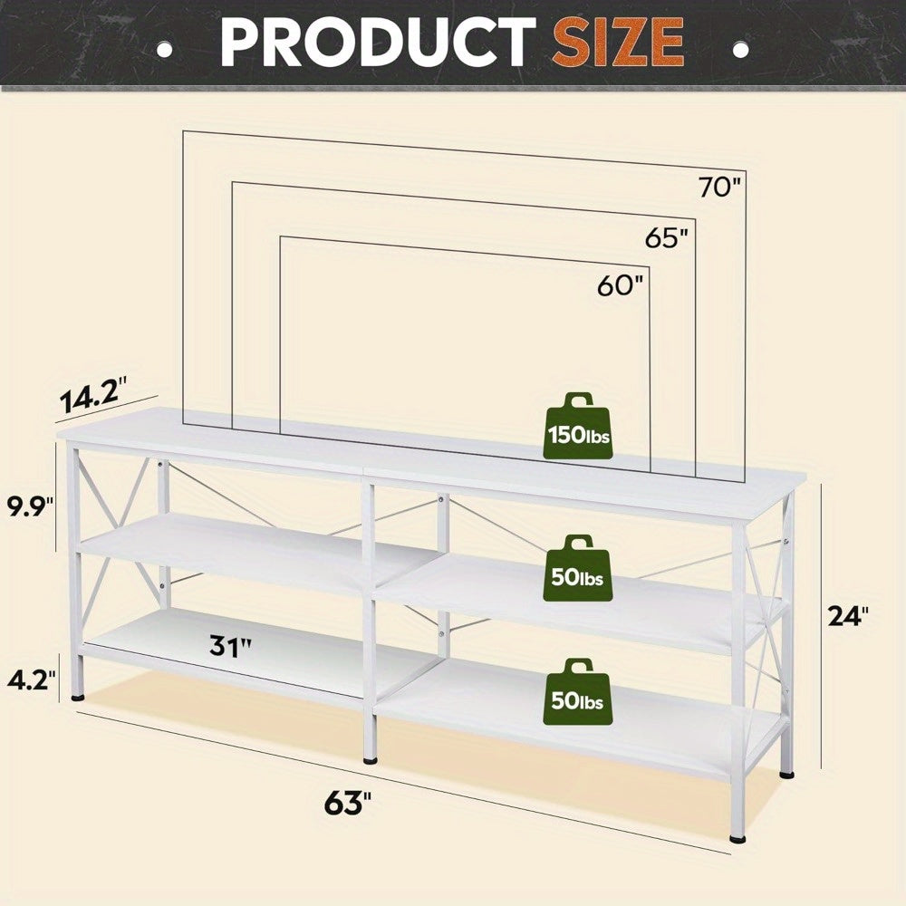 TV Stand up to 70 Inch TV, 160cm Entertainment Center, TV Media Console with 3-Tier Storage Shelves for Living Room and Bedroom