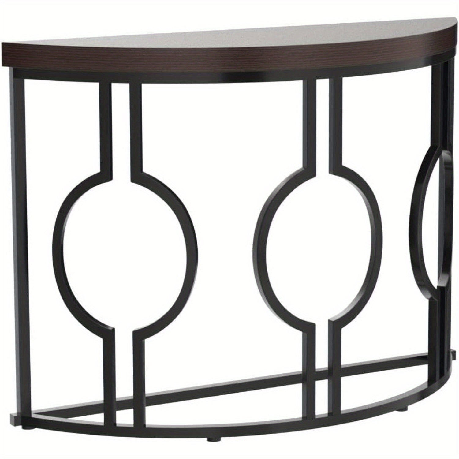 Half Moon Console Table for Entryway, 109 cm Industrial Semi Circle Sofa Table with Geometric Base, Wood Accent Table for Living Room, Hallway, Foyer, Entrance