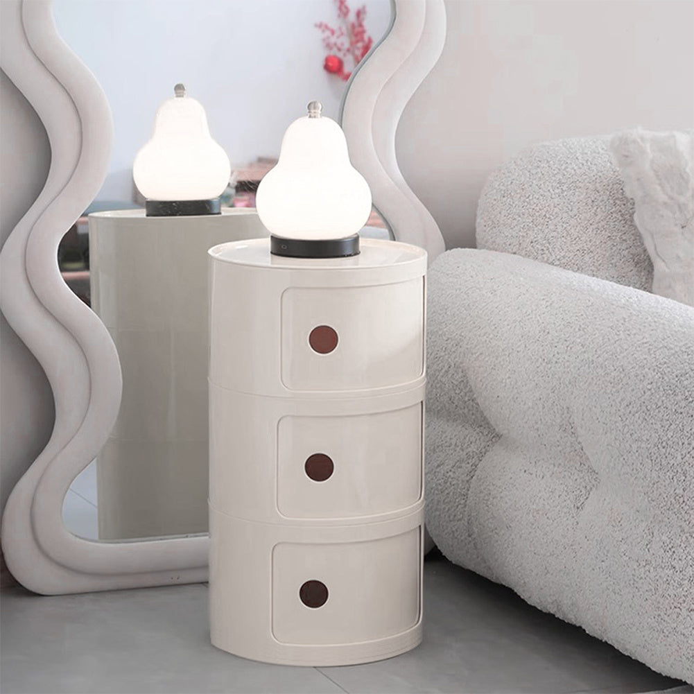 2/3 Layer Nordic Round Bedside Table Bedroom Small Side End Table Nightstand Storage Locker for Living Room Bedroom