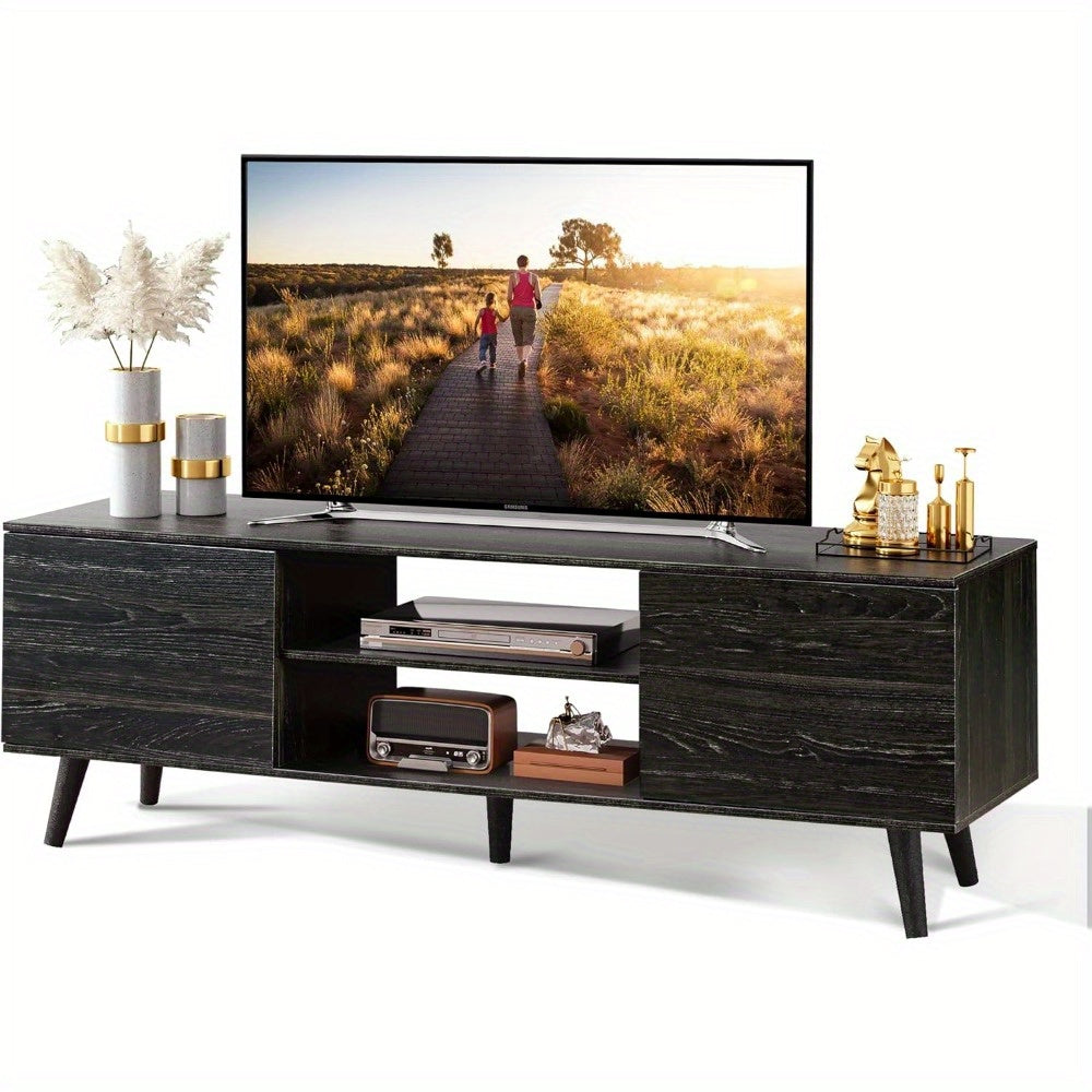 TV Stand for 55 60 inch TV, Modern Entertainment Center with Storage Cabinets, Mid Century TV Console Table for Bedroom, TV Stand for Living Room