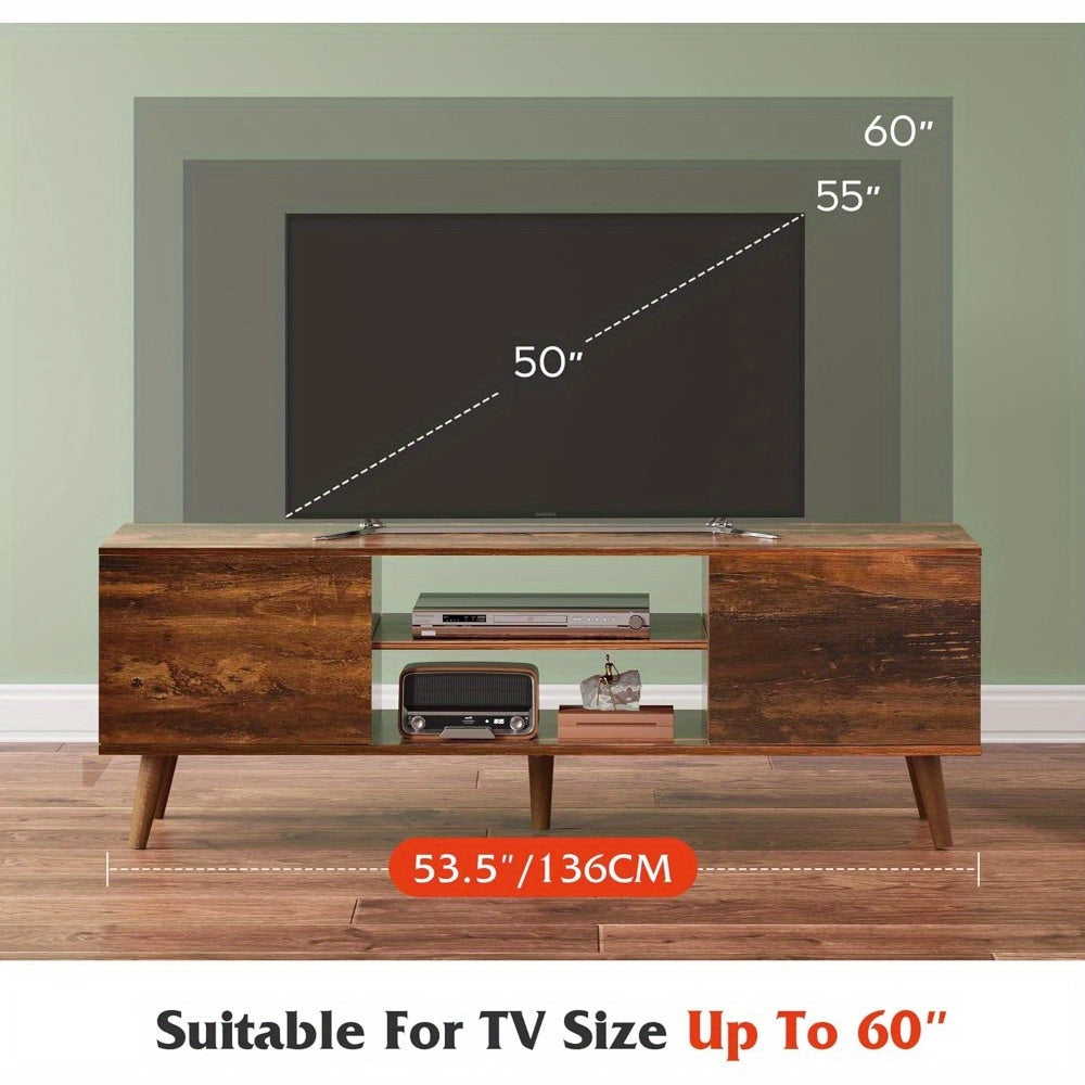 TV Stand for 140-152cm TV, Mid Century Modern TV Console, Entertainment Center with Storage for Living Room