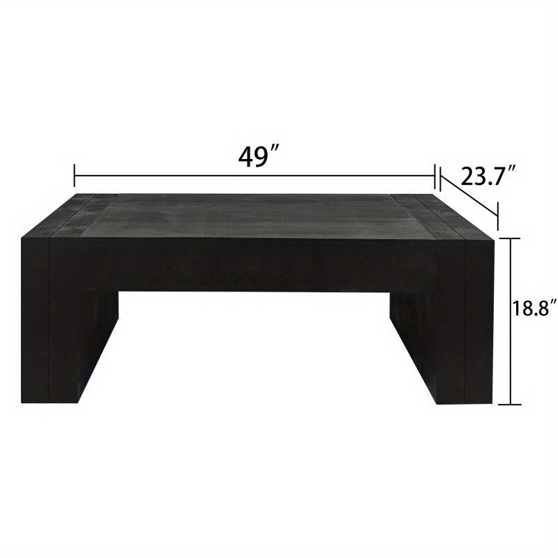 Living Room Wood Table, Versatile Table, Black Wood Coffee Table, Modern Black Solid Wood Coffee Table