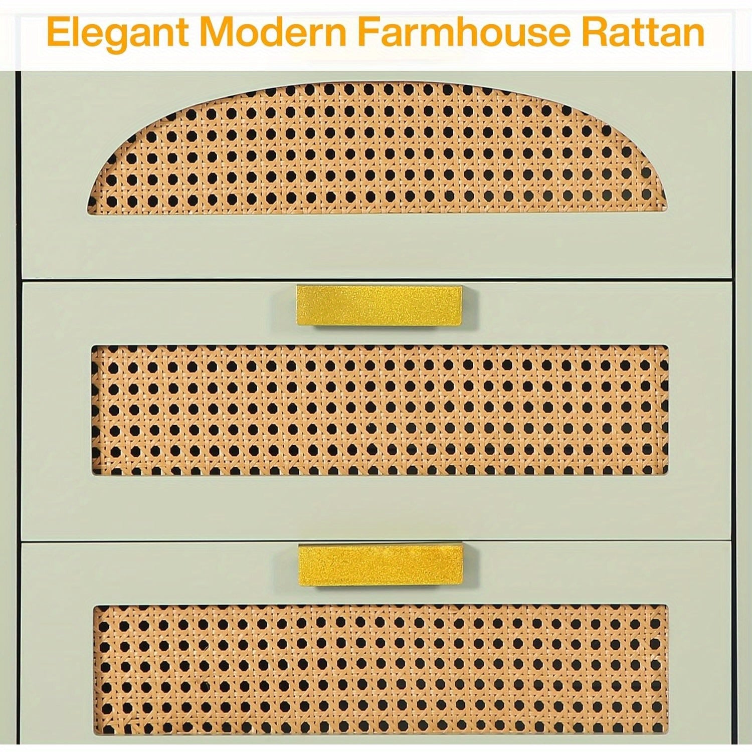 Rattan cabinet, 3-Drawer Farmhouse Night Stand Side Table, Accent Bedside Tables End Table for Bedroom and Small Spaces, Easy Assembly