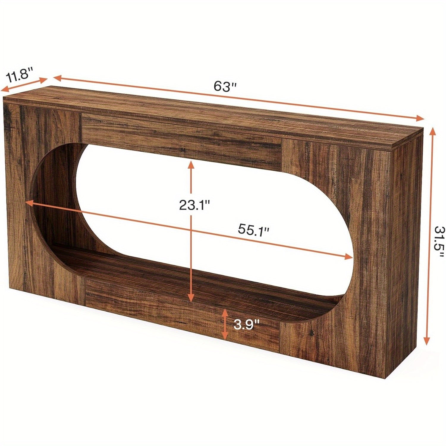 160 cm Narrow Sofa Entryway Table with 2-Tier Storage Shelf, Console Table, Wood Hallway Behind Couch Table Accent Table for Living Room, Rustic Brown