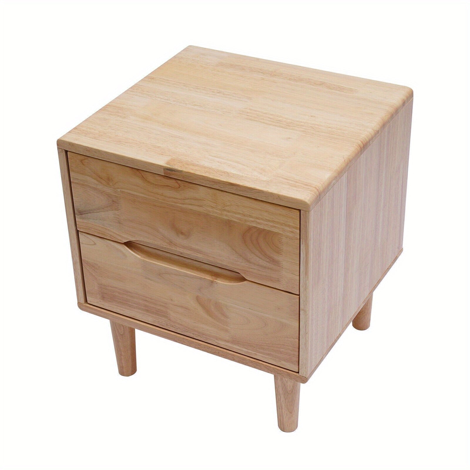 Wood Nightstand Side Table Furniture Rustic Bedroom End Table w/ Two Drawers