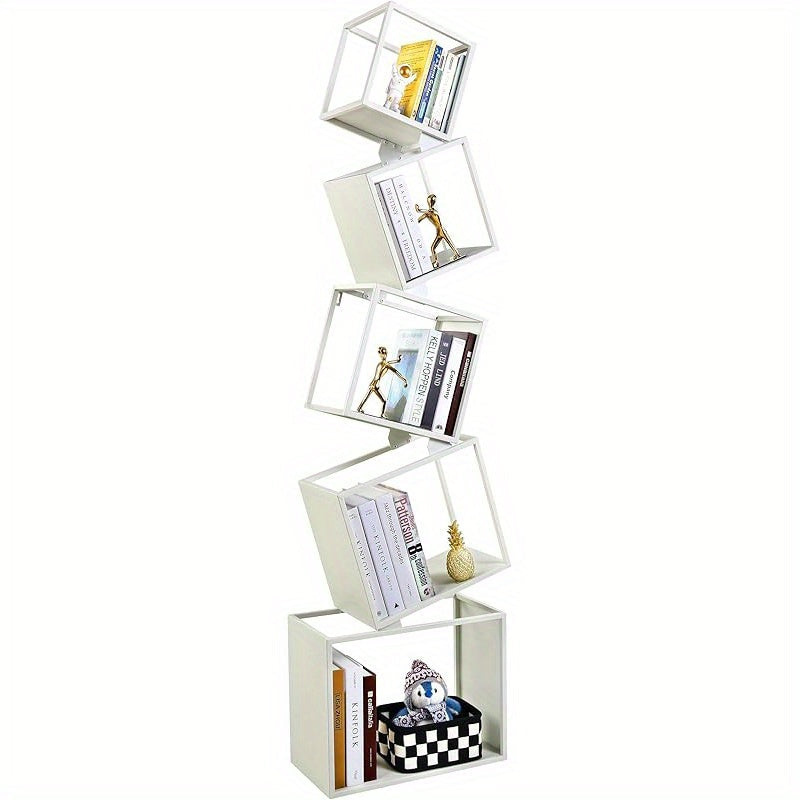 Bookshelf, 4-Tier Bookshelves, 127cm Tall White Bookshelf, Book Shelf, Bookcase, Modern Book Storage, Storage Shelves for CDs/Books/Home Decor, Display Shelf for Living Room, Bedroom, Office