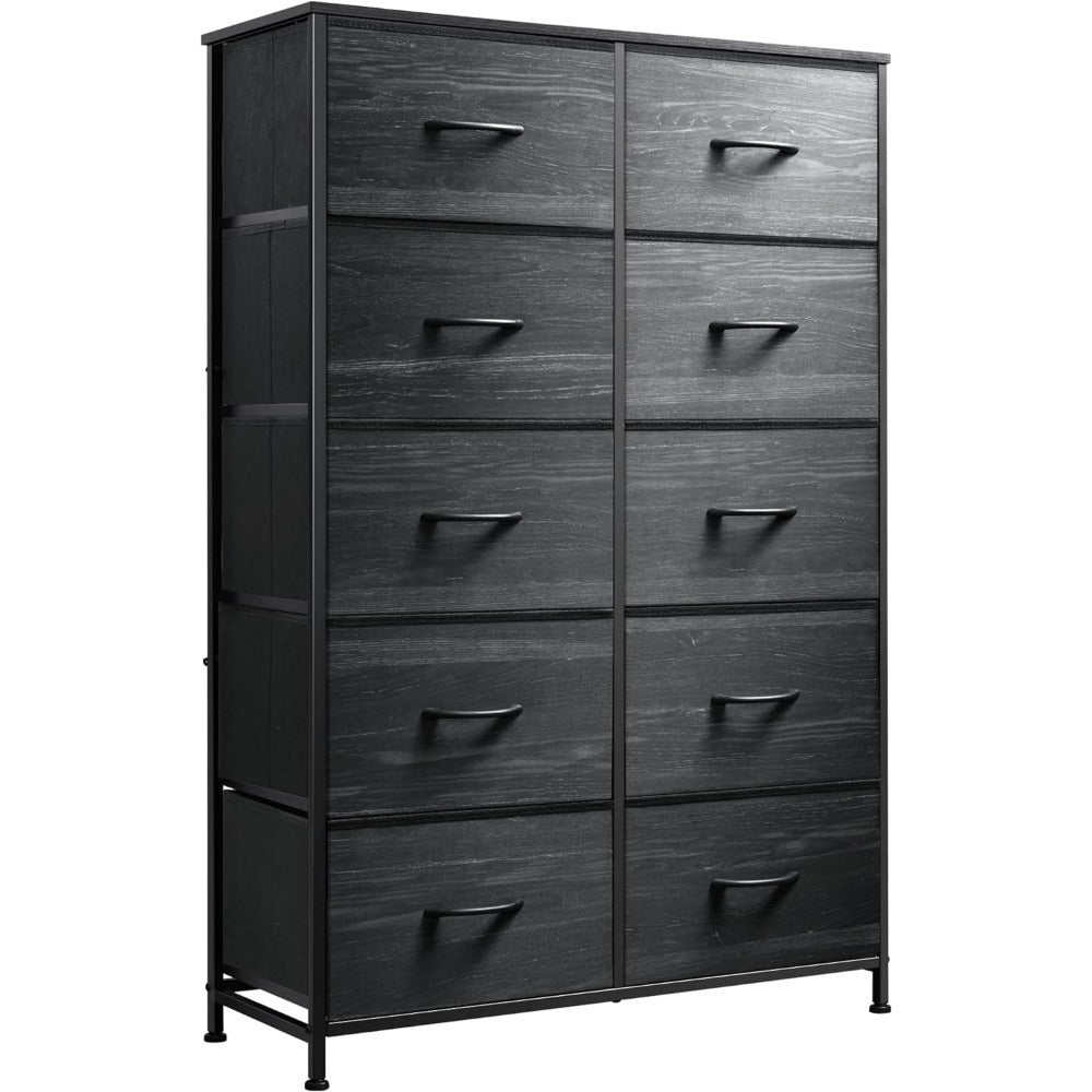 Tall Dresser for Bedroom with 10 Drawers, Chest of Drawers, Dressers Bedroom Furniture, Storage Organizer Unit with Fabric Bins for Closet, Hallway, Living Room