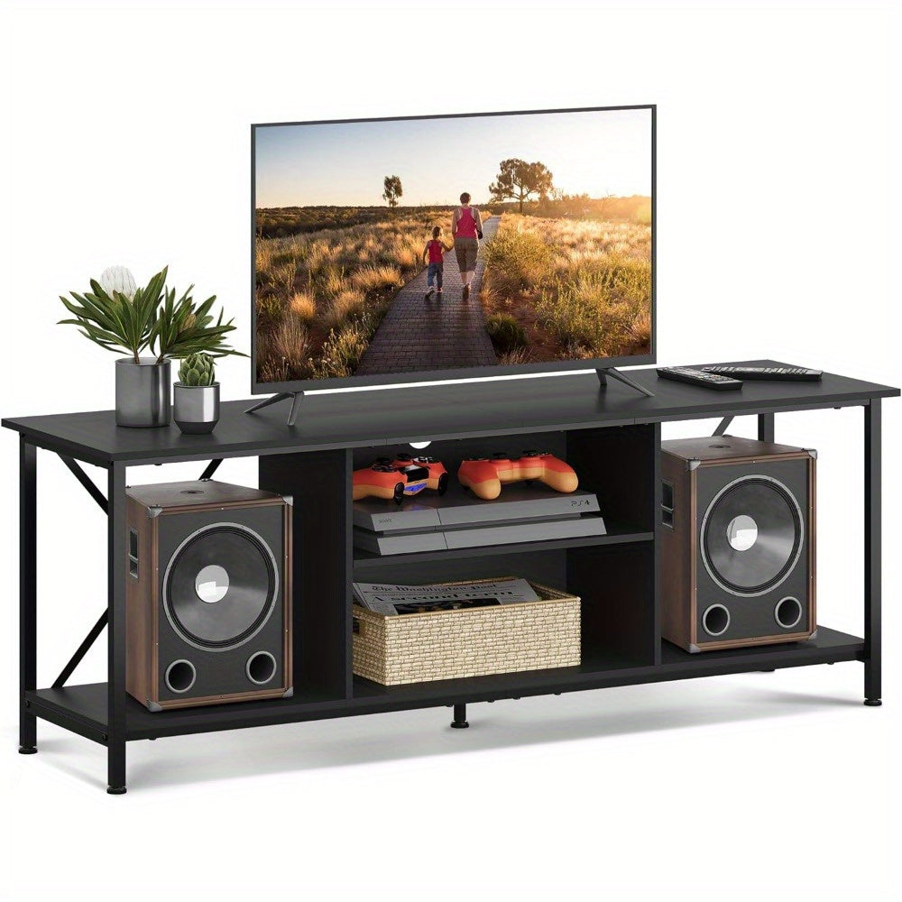 TV Stand 140cm Entertainment Center, Industrial TV Console with Open Storage Shelf for Living Room and Bedroom