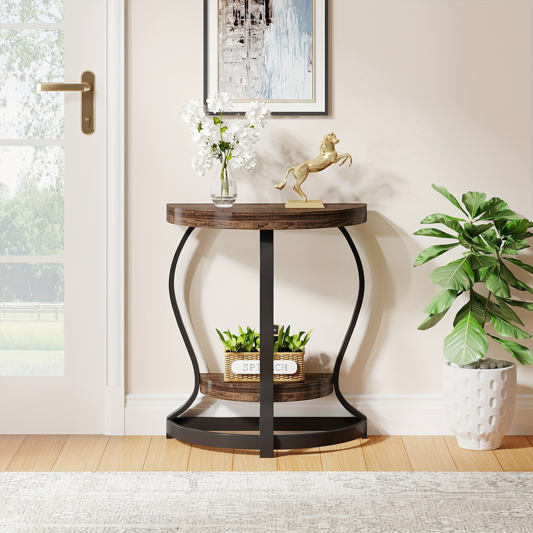 Side Table, Sofa Couch Table With Storage Shelf, 2-Tier Industrial End Table, Stable Metal Frame, Wooden Look Accent Table For Small Spaces, Living Room, Bedroom