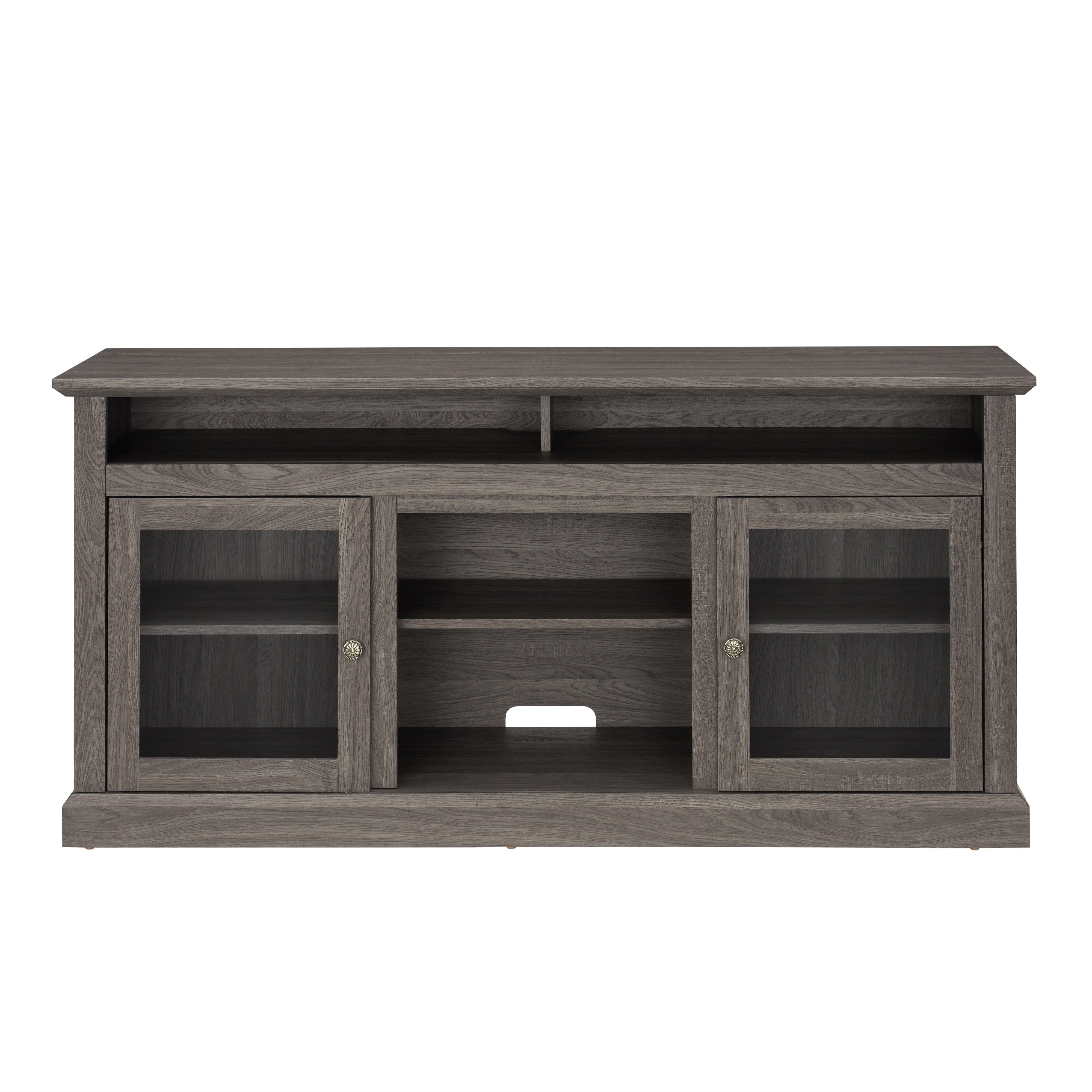 Modern TV Stand Media Stand Modern Entertainment Console For TV Up To 65" With Open And Closed Storage Space, Dark Walnut/Black, 60"W*15.75"D*29"H