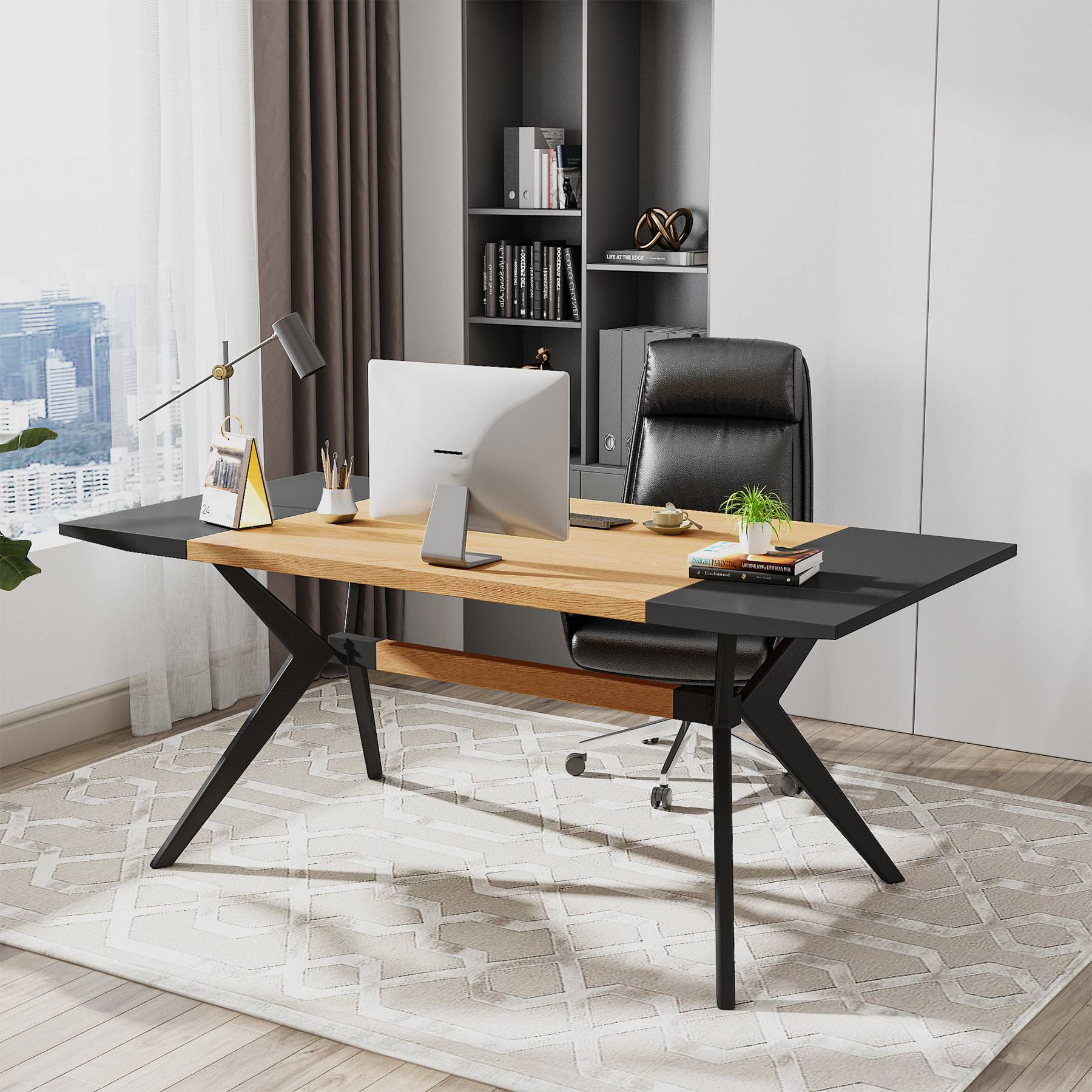 160 cm Executive Desk Computer Office Desk with X-Shape Frame