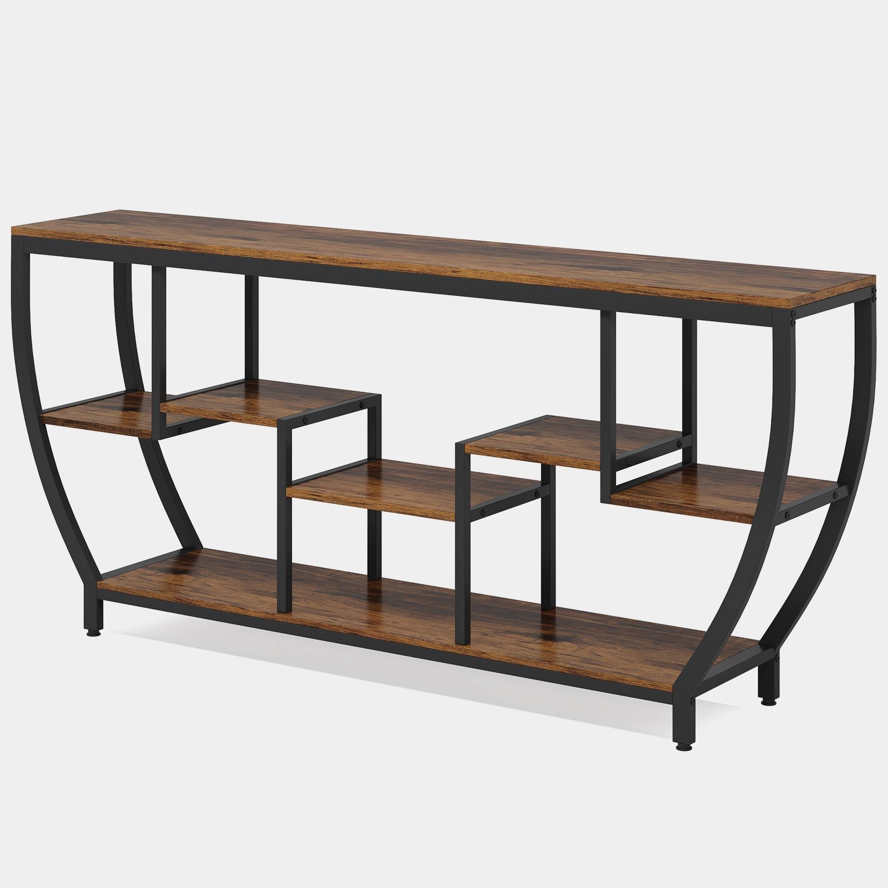 Industrial Console Table, 180 cm Entryway Sofa Table with Shelves