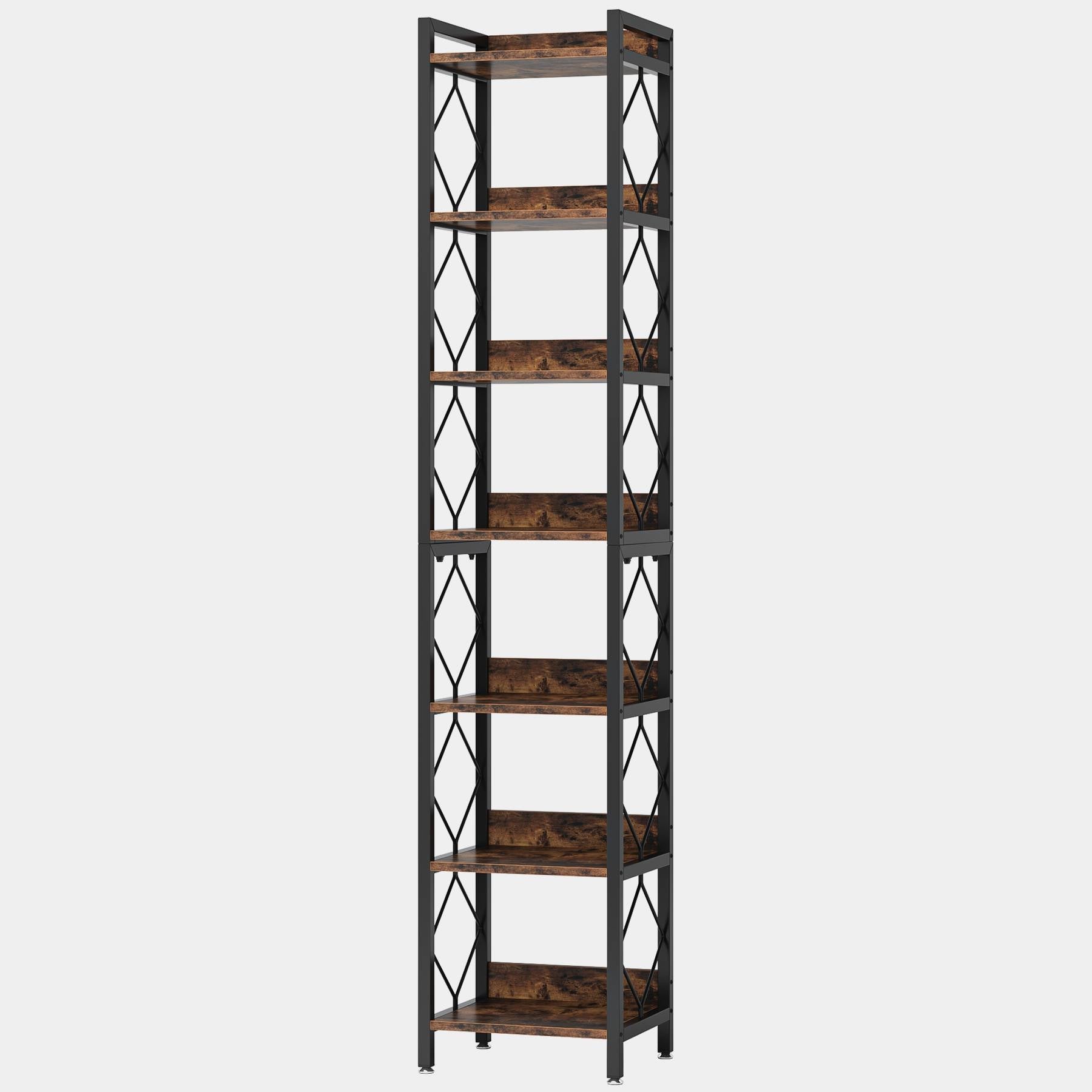 7-Tier Corner Shelf, 200 cm Narrow Bookshelf Corner Bookcase