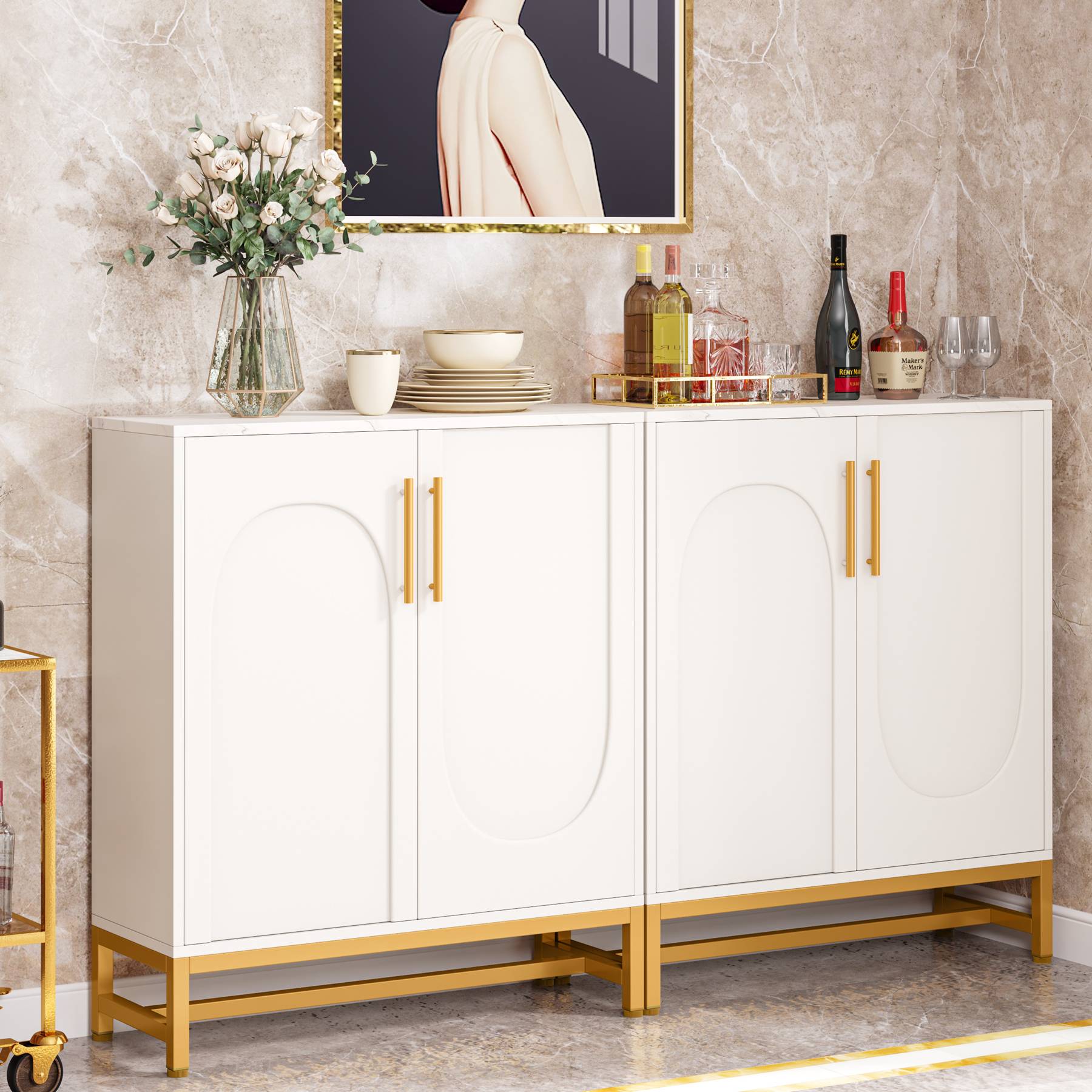 Modern Sideboard Buffet Storage Cabinet with Adjustable Shelves (cm)