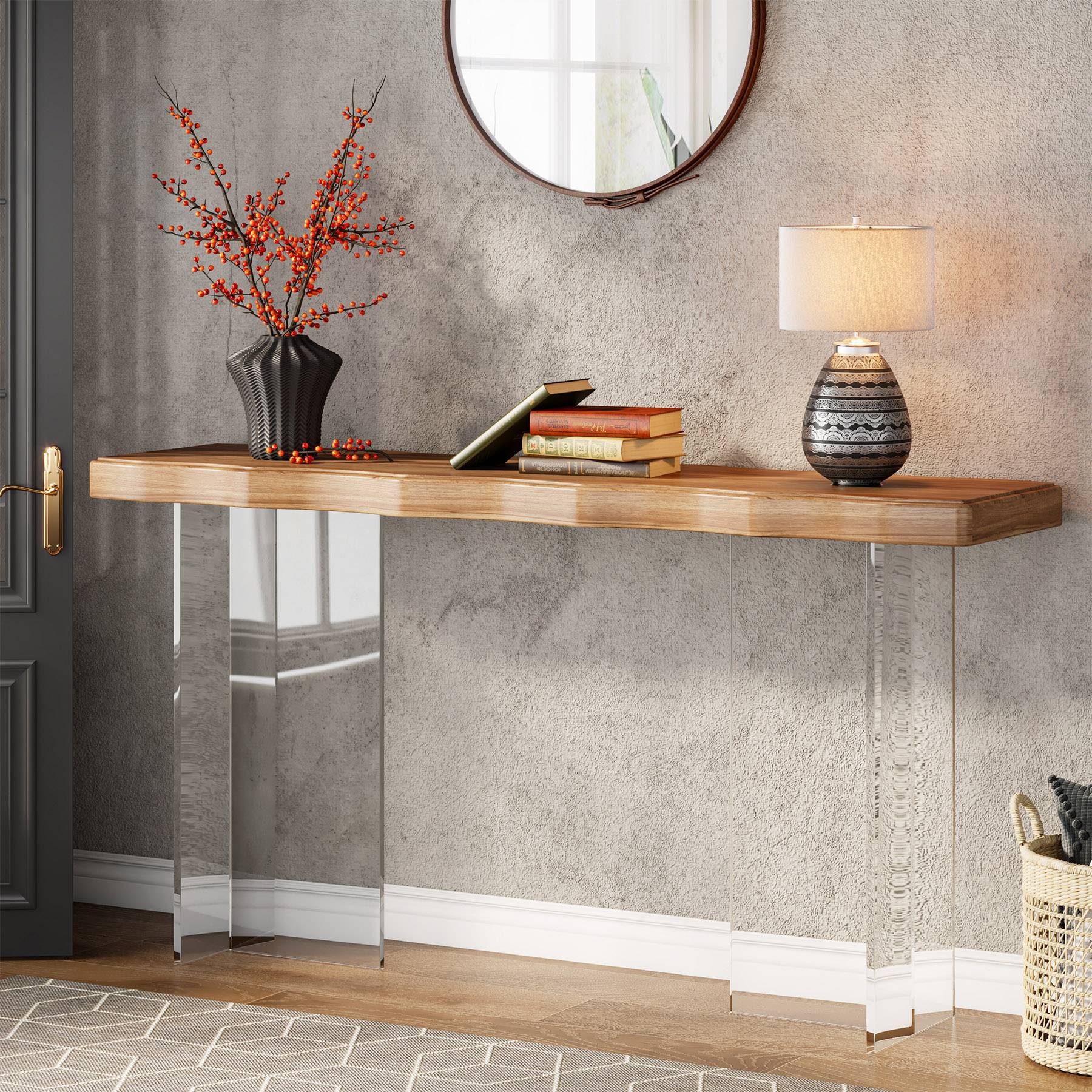 119 cm Console Table Sofa Entryway Table with Acrylic Legs