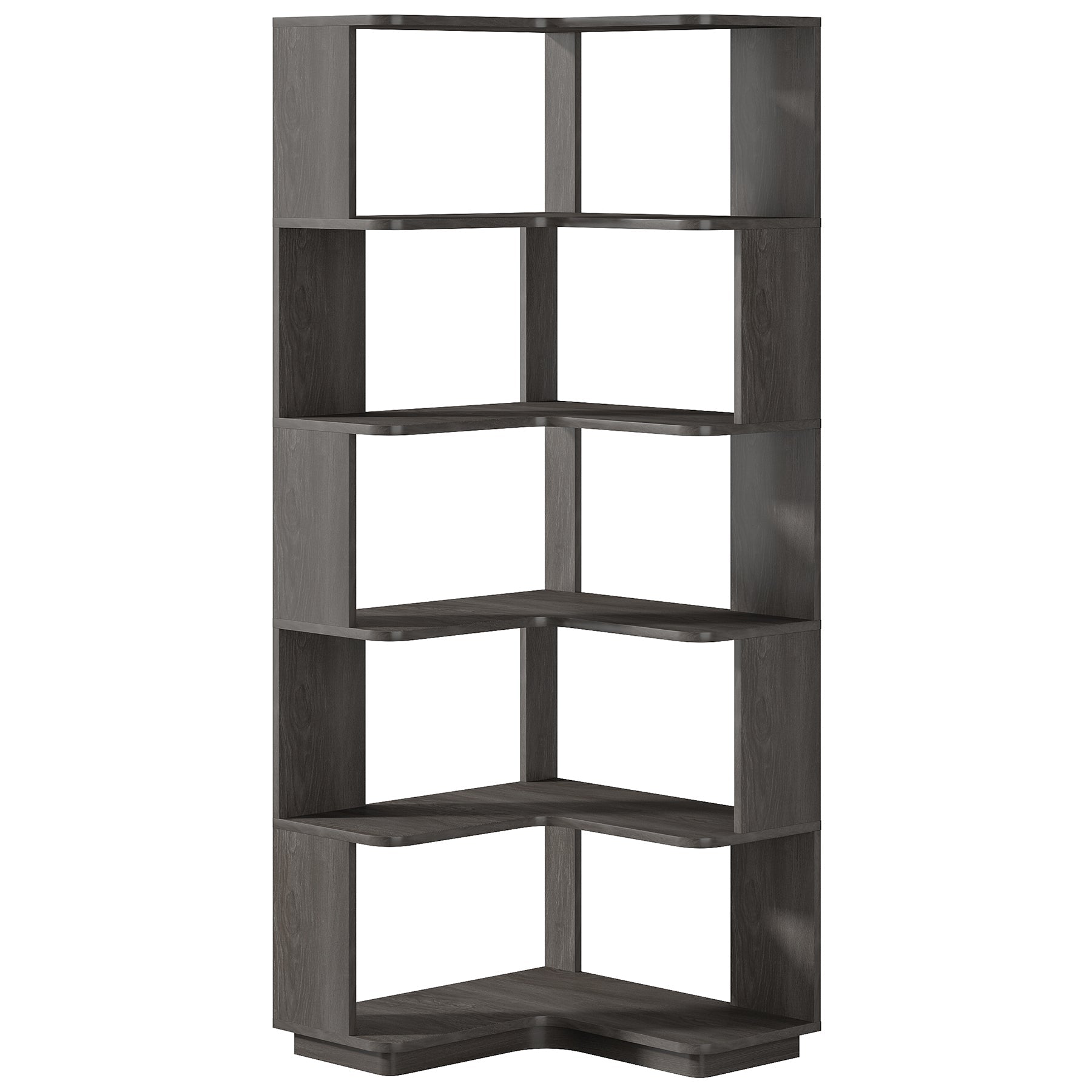 6-Tier Corner Bookshelf, 165.8 cm Corner Bookcase with Anti-Drop Panel