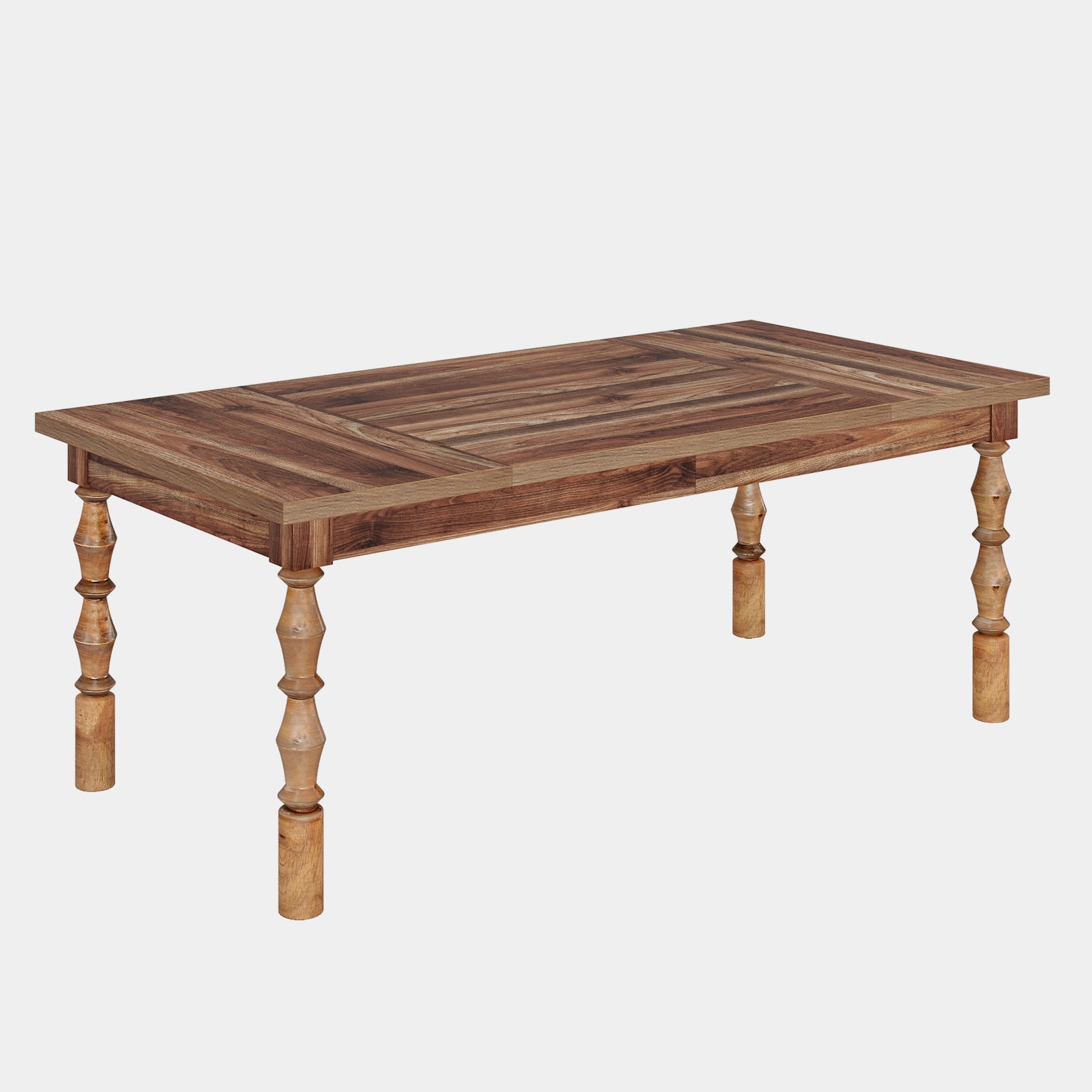 Wood Dining Table, 158 cm Kitchen Table with Carved Turned Legs for 4-6 People