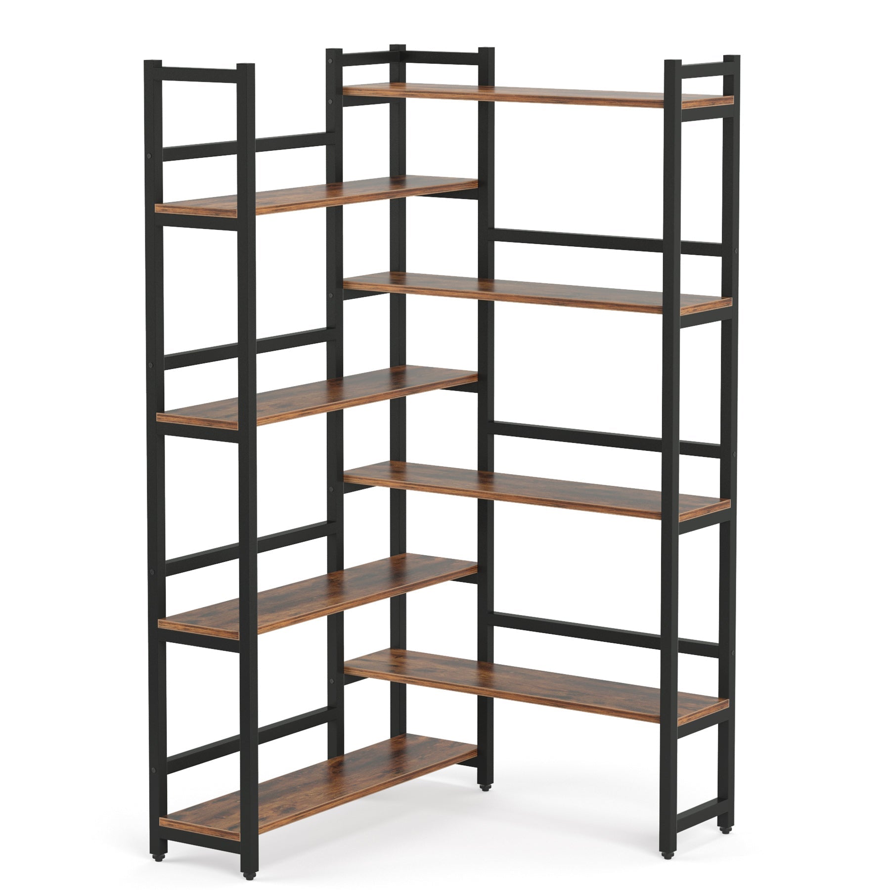 180 cm Corner Bookshelf, 8-Tier Industrial Bookcase Corner Display Rack