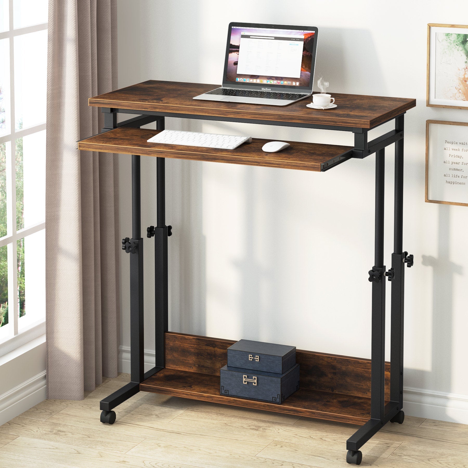 Height Adjustable Desk, Rolling Standing Desk Portable Desk (Adjustable Height in cm)