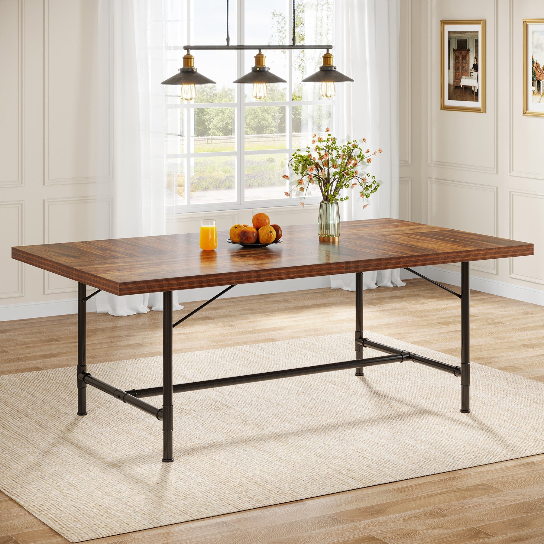 180 cm Industrial Dining Table Kitchen Table for 6-8 People