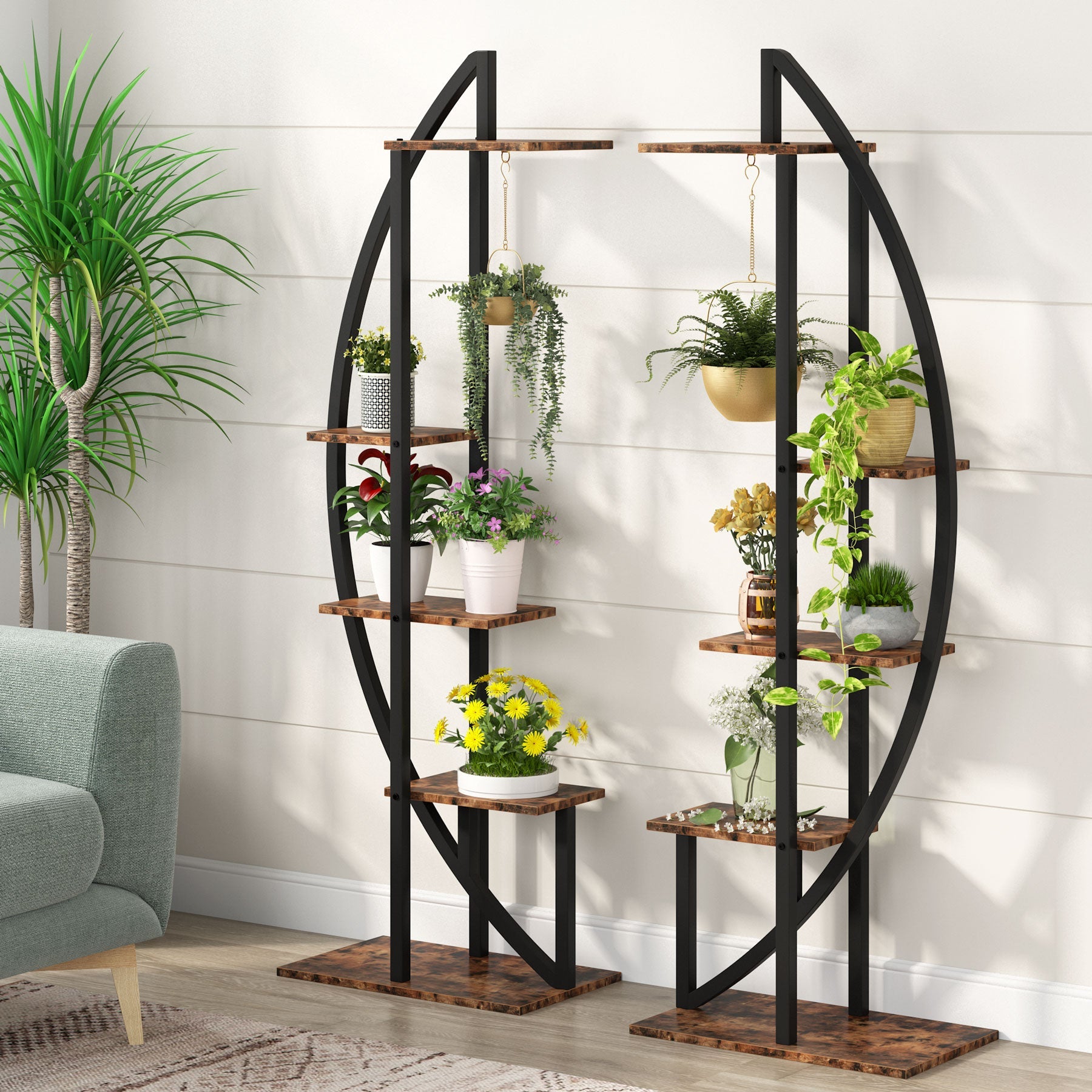 Curved Plant Stand Pack of 2, 5-Tier Flower Display Shelf (in cm)