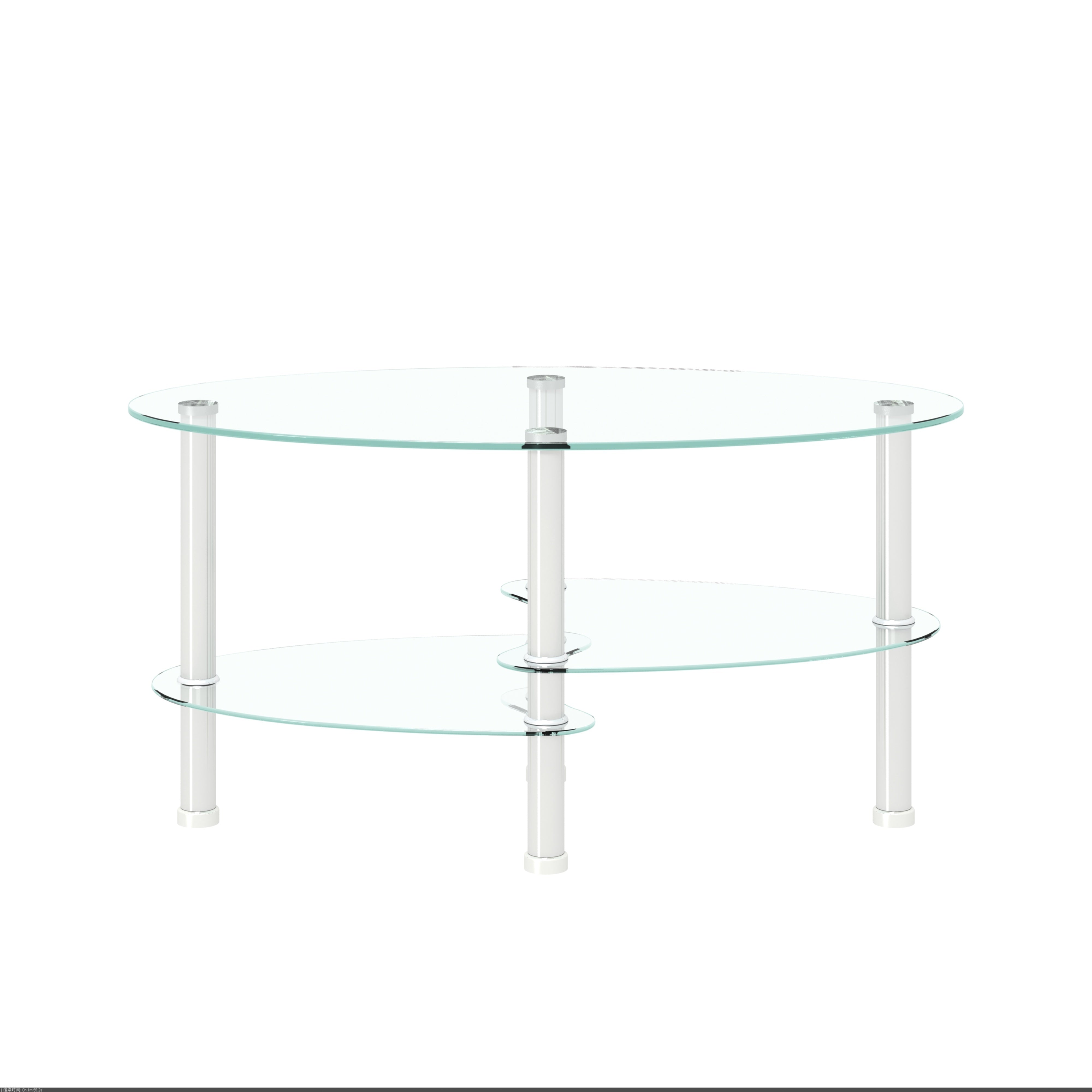 Transparent Oval glass coffee table, modern table with stainless steel leg, tea table 3-layer glass table for living room