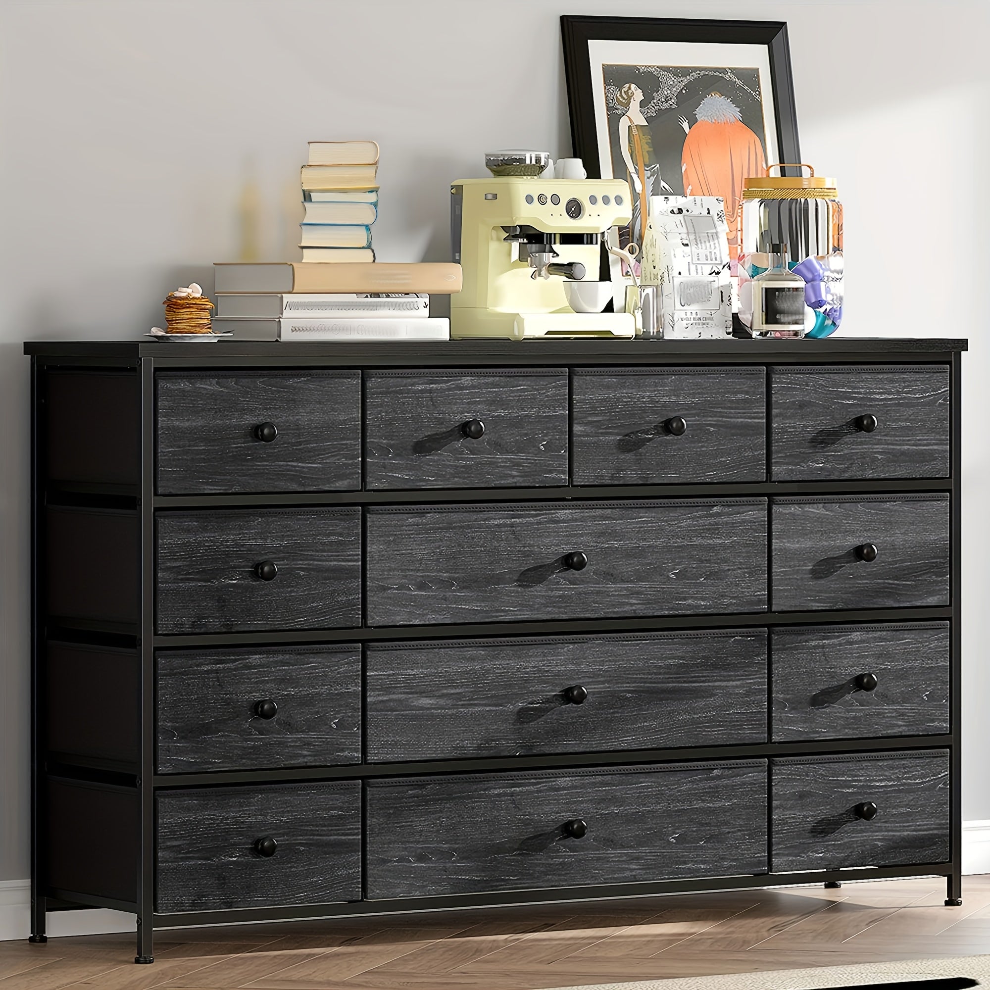 Black Dresser, Dresser For Bedroom, Dresser With 13 Storage Drawer, Dressers & Chests Of Drawers For 55" TV, Black Dresser For Bedroom, Long Dresser For Closet, Entryway