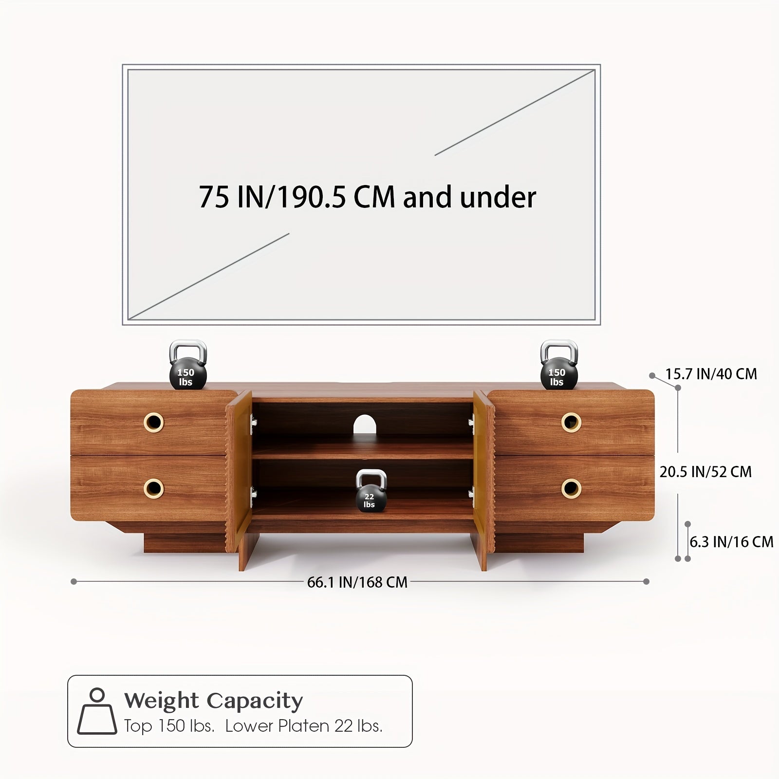 TV Stand for 191cm+ TV, Mid Century Modern Entertainment Center with 4 Drawers, Storage Cabinet, Large Boho Media TV Console, 66 inch Long Television Stand for Living Room