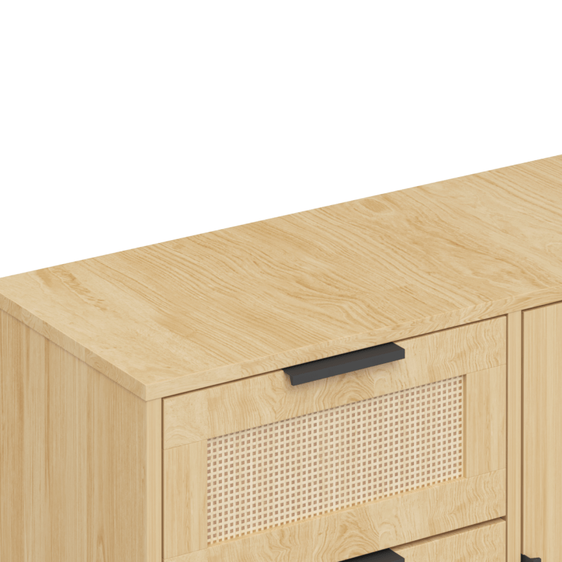 Modern Rattan Wood Dresser Wood Storage Cabinet Sideboard for Bedroom, Living Room, Entryway, Hallway, Storage Drawer Units