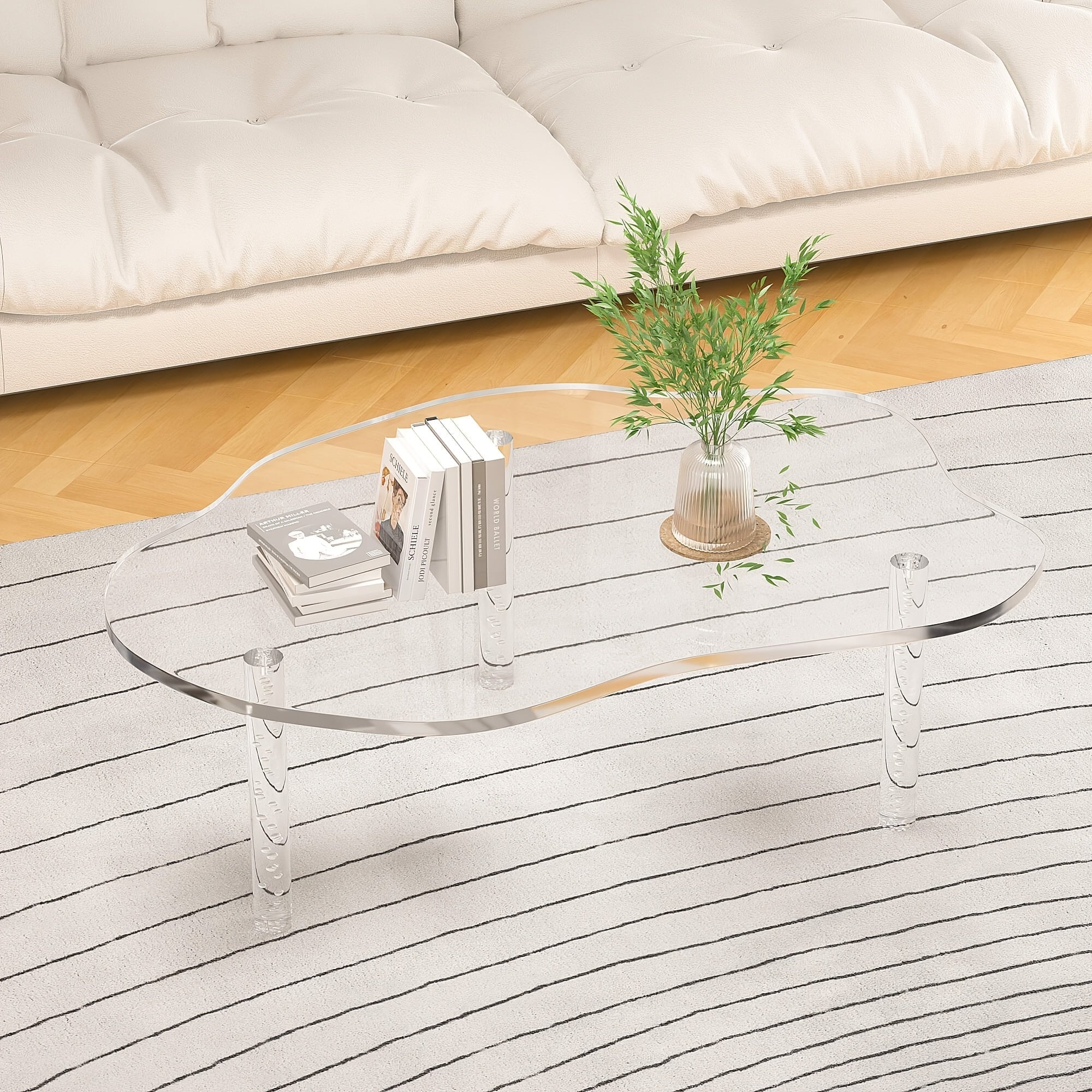 Acrylic Cloud Shape Coffee Table, Irregular Coffee Table, with 3 Bubble Legs, for Home Decor