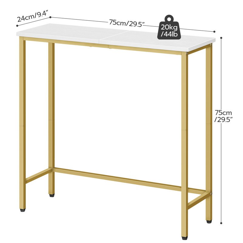 Narrow Console Table, 75 cm Small Entryway Table, Thin Sofa Table, Side Table, Display Table for Hallway, Bedroom, Living Room, Foyer, Greige and Black, Black, White and Golden