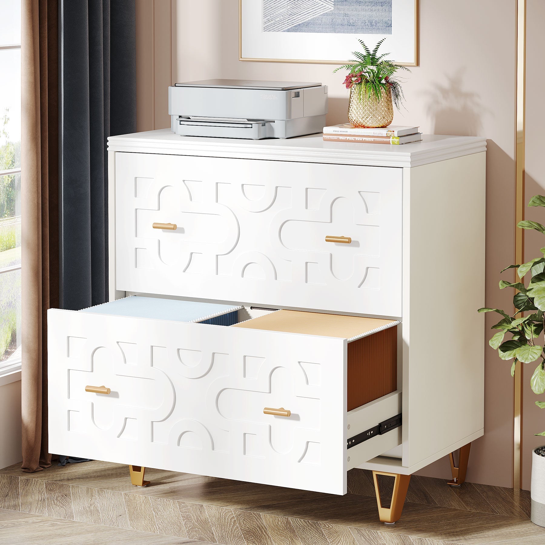 2-Drawer File Cabinet, Modern Storage Filing Cabinet Printer Stand (Converted to cm)