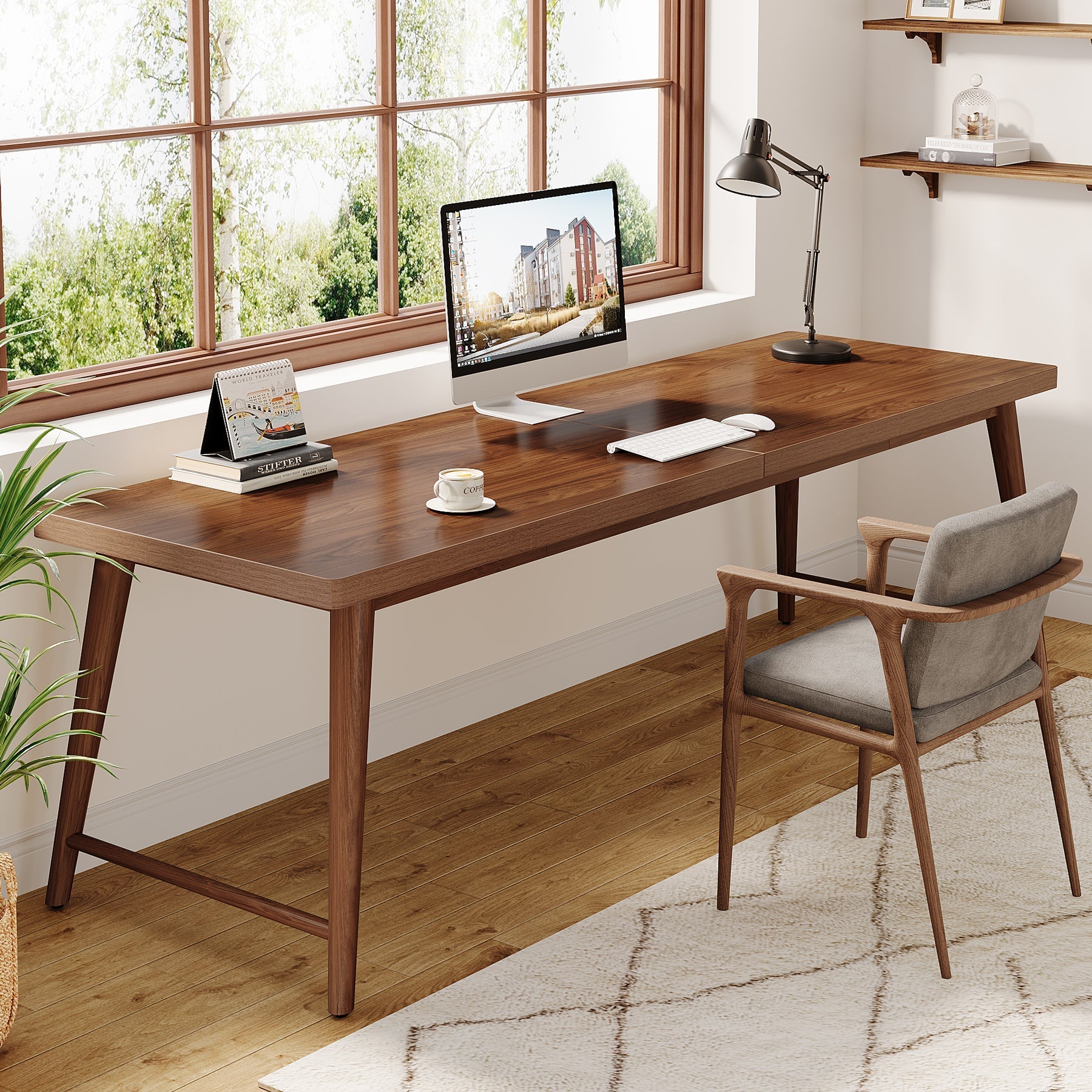 2-Person Computer Desk, 200 cm Executive Desk Study Work Table