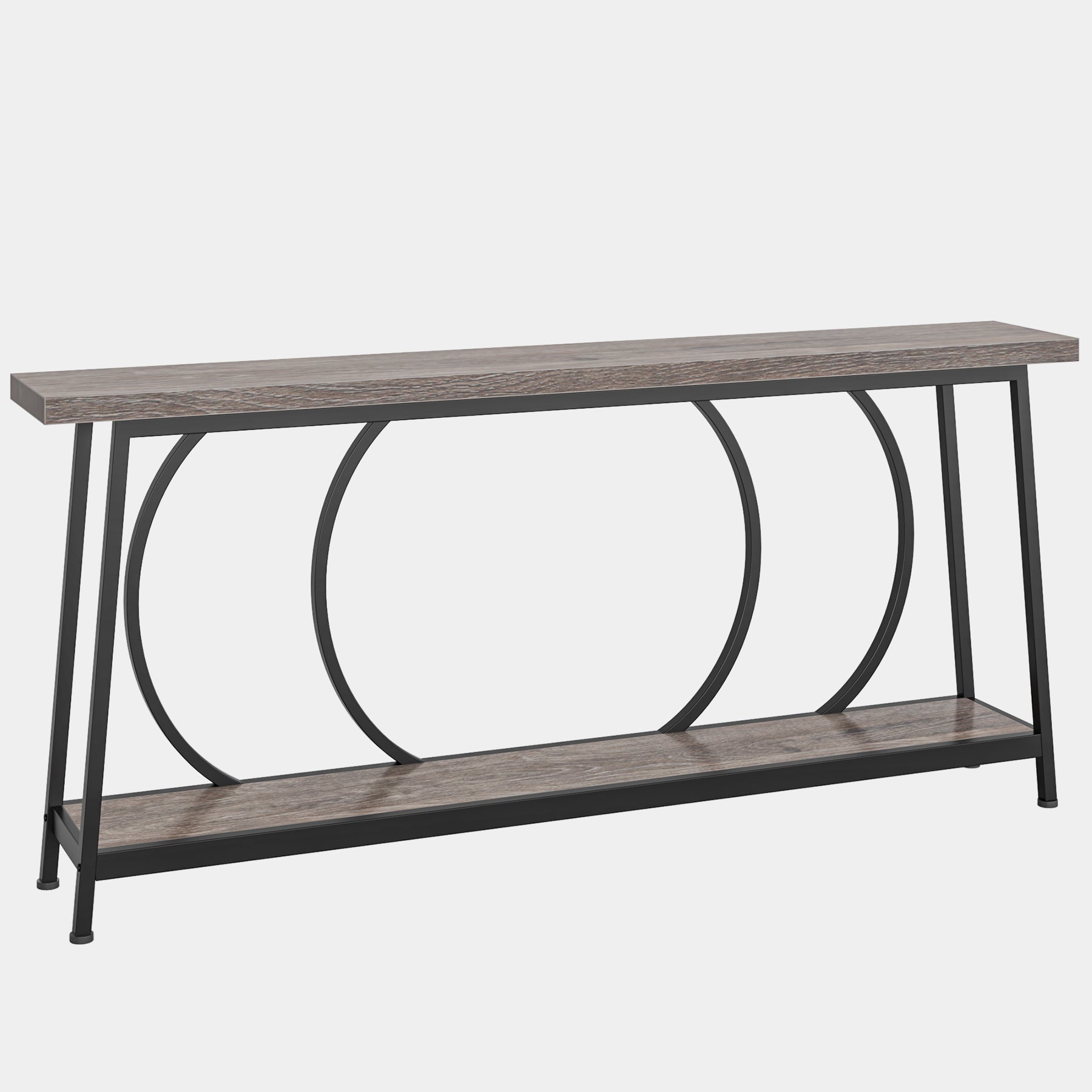 2-Tier Console Table, 180 cm Sofa Entryway Table with Storage Shelves