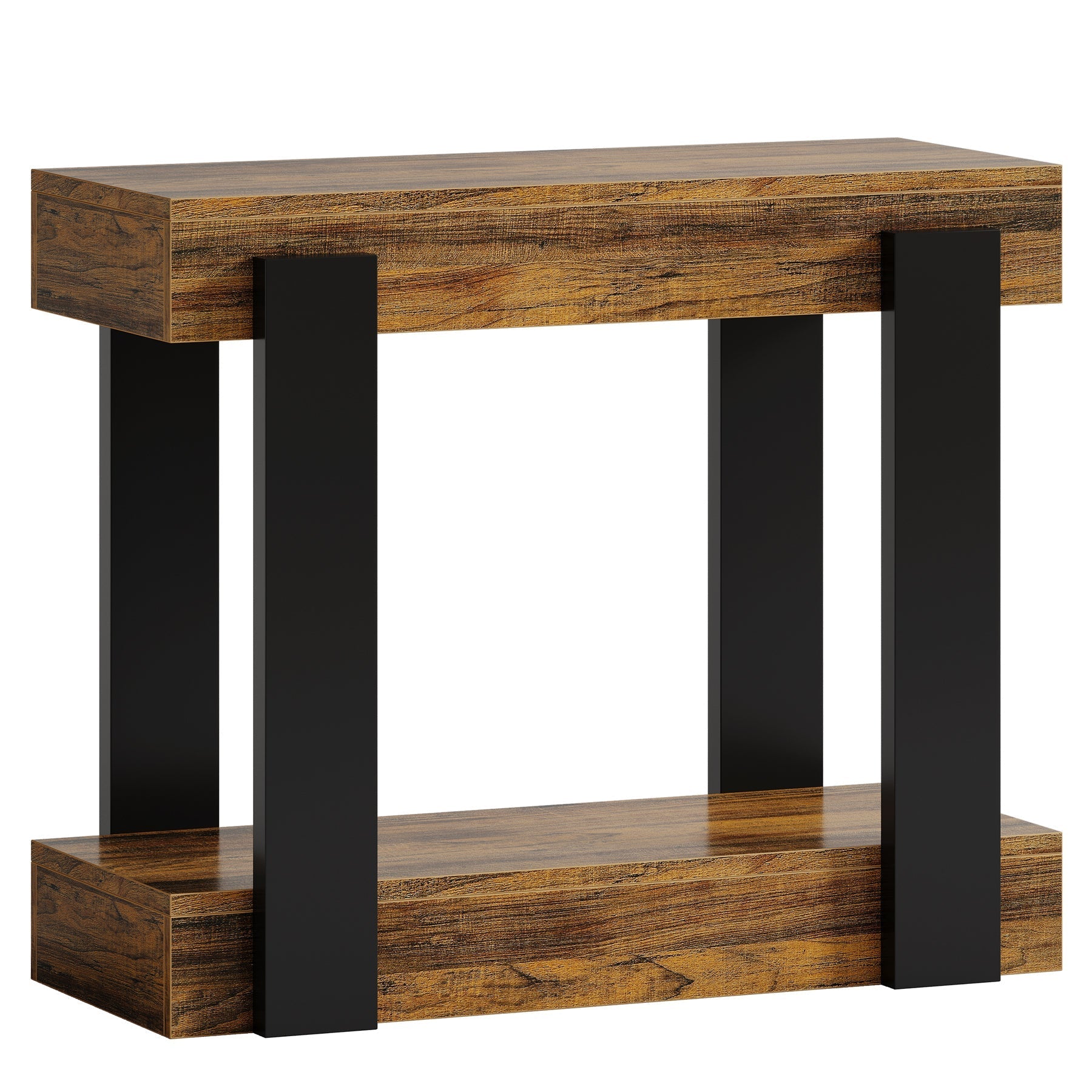 2-Tier End Table, Wood Farmhouse Side Table for Living Room