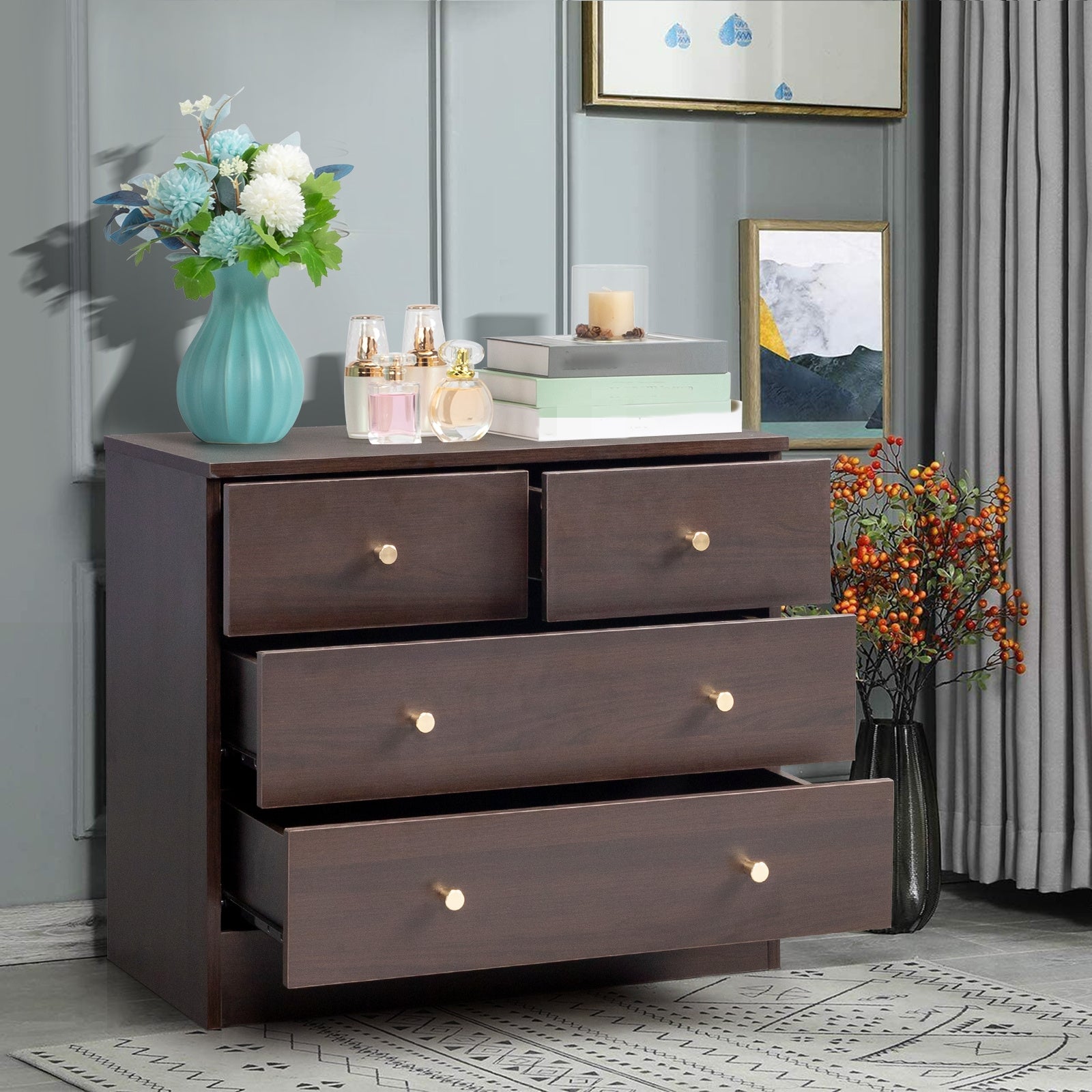 4/ 5/ 6/ 7 Drawer Wood Dresser for Bedroom, Chest of Drawers, Storage Organization Unit for Clothing, Brown