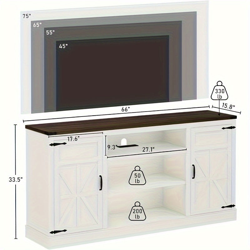 168cm Farmhouse TV Stand with Power Outlets for 75 65 Inch TVs, 33" Tall Entertainment Center with Storage Cabinets w/Adjustable Shelves, Rustic Large TV Media Console for Living Room, BrownVisit the Hlivelood Store