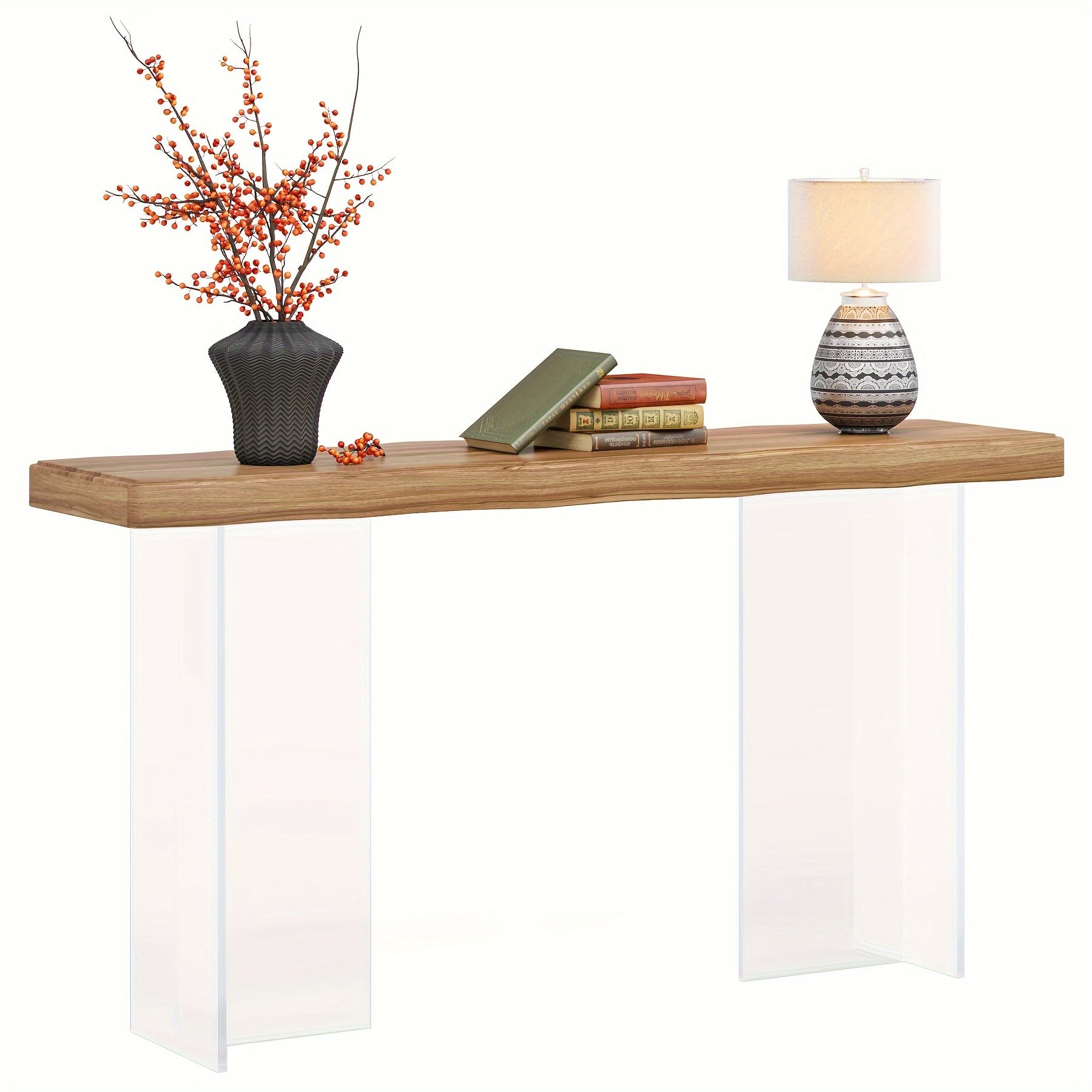 New Trend 119 cm Acrylic Leg Narrow Sofa Table, Transparent Leg Console Table for Entryway Living Room