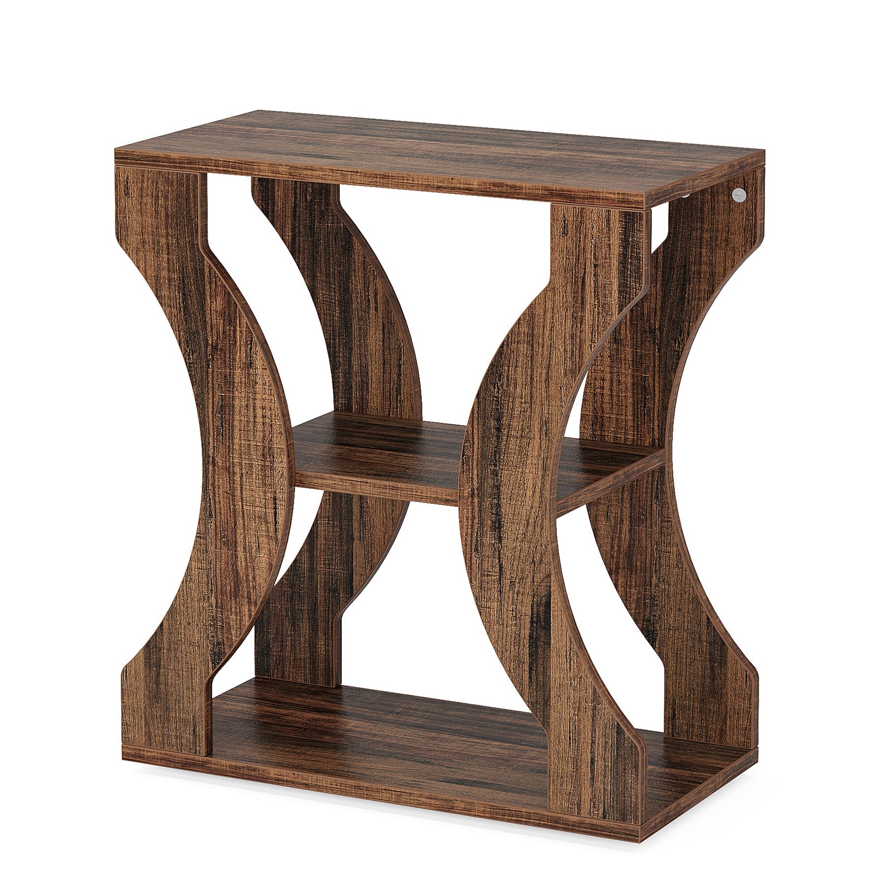 24" End Table, 3-Tier Farmhouse Side Table with Storage Shelves