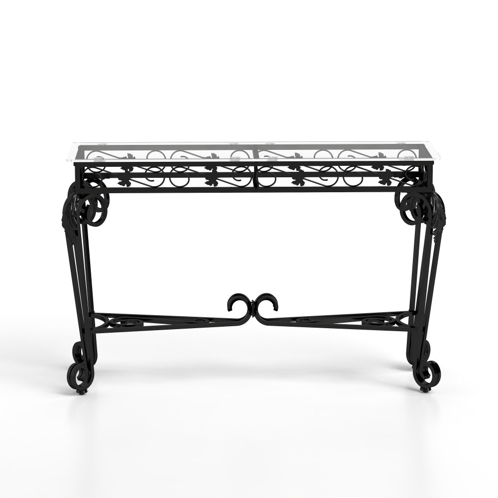 Contemporary Console Table with Storage Shelf, Metal and Wood Hallway Table, Sturdy Entryway Sofa Table, Fancy Modern Design, Easy Assembly, for Living Room, No Electricity Required (Measurements in cm)