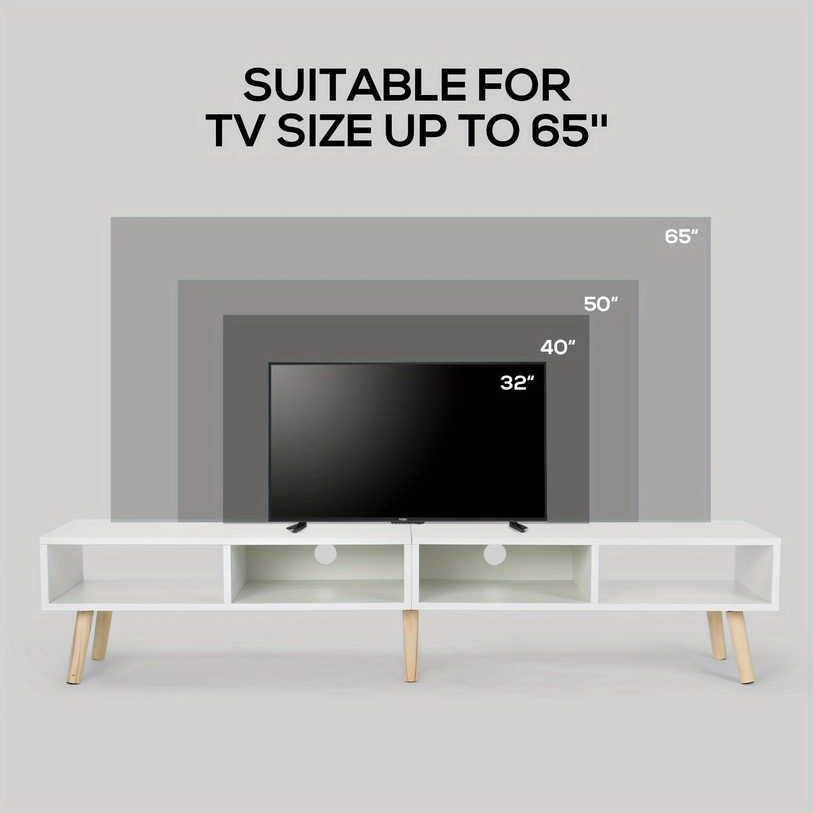 152cm TV Stand For 30"-65" TV With Open Shelf