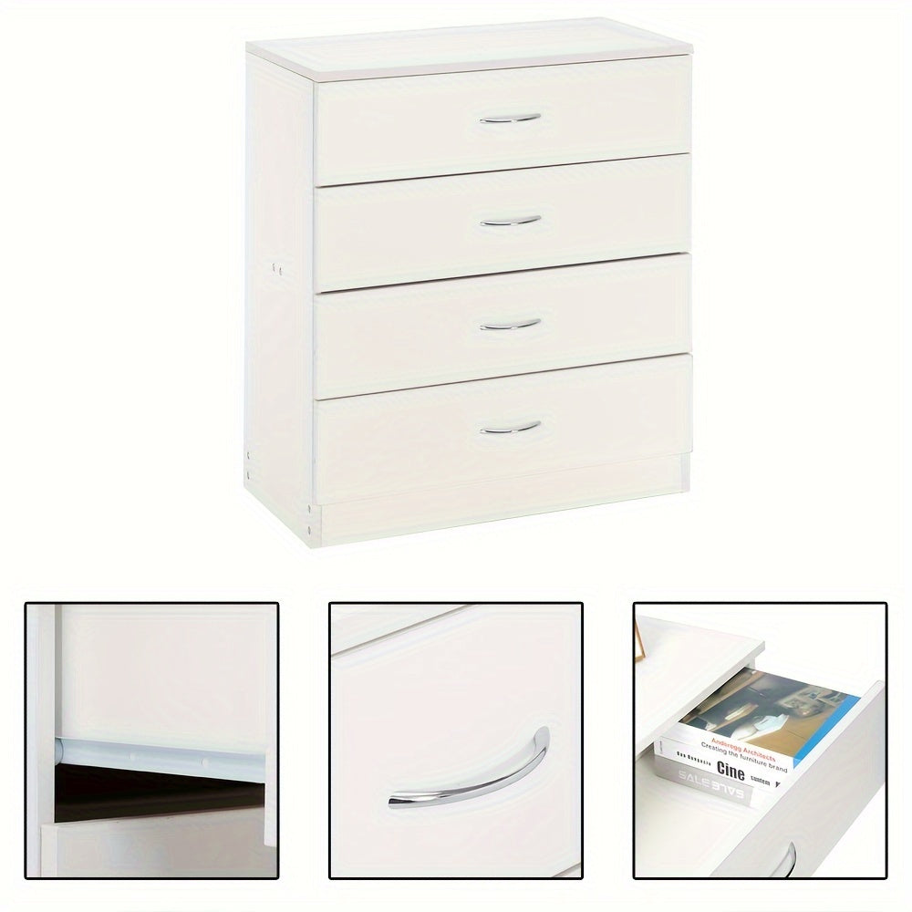 Modern Simple 4-Drawer Dresser White/Black