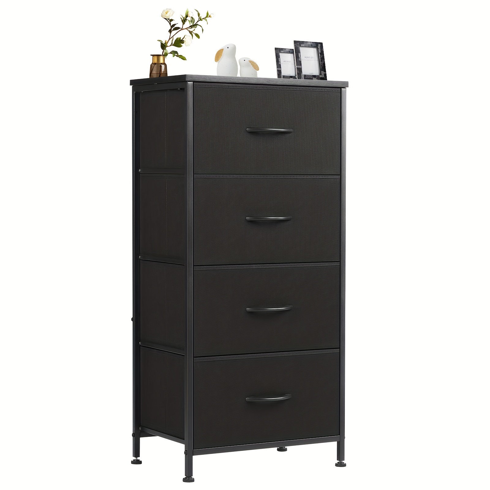 Idle Way Dresser For Bedroom With 4 Drawers, Storage Cabinet, Skinny Tower Organizer Unit, Fabric Storage, Chest Of Drawers With Wooden Top For Closet, Laundry, Living Room, Hallway, Office, Brown, Black Grey White For Lab