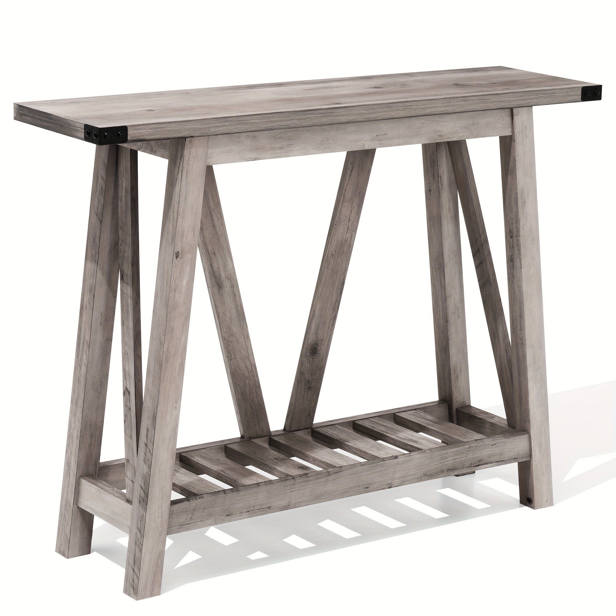 Chic Grey Wash MDF Entryway Console Table with Shelves - Modern Farmhouse Style, Durable Hardwood Material, Easy Assembly, Perfect for Living Room or Hallway Decor, Table Decor (Dimensions in cm)