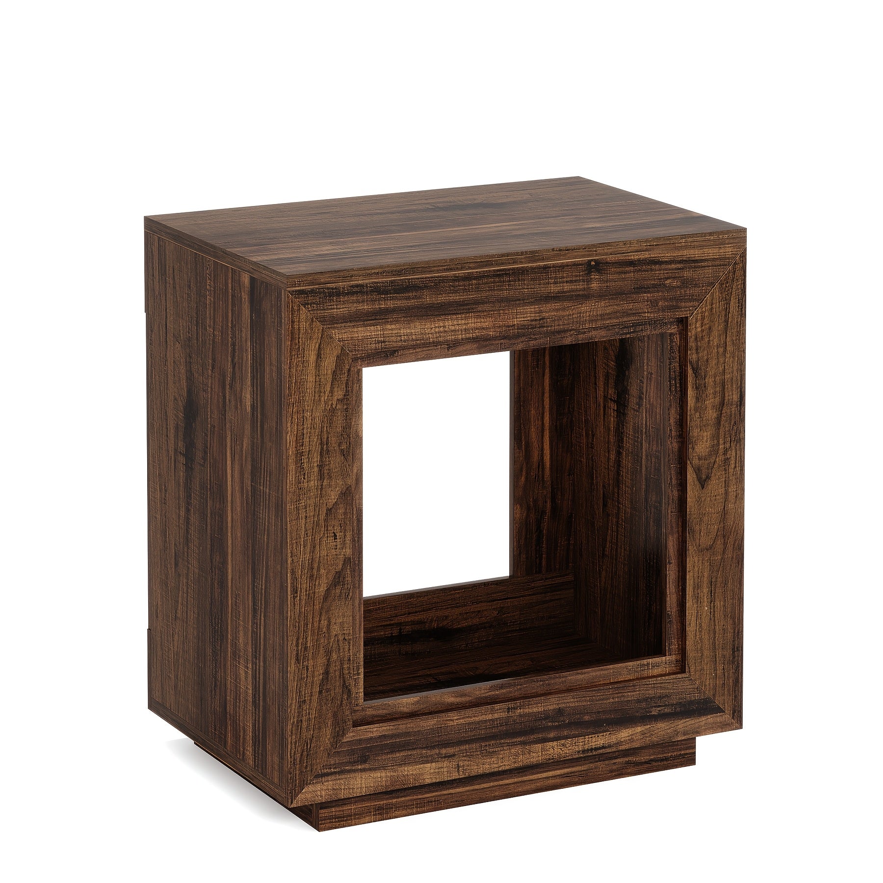 Charming 64cm Farmhouse End Table with Storage - Rustic Dark Wood Finish, 2-Tier Side Table for Living Room or Bedroom, Space-Saving Design with Ample Top Surface & Under-Table Shelf for Books and Decor, Compact Side Table|Rus