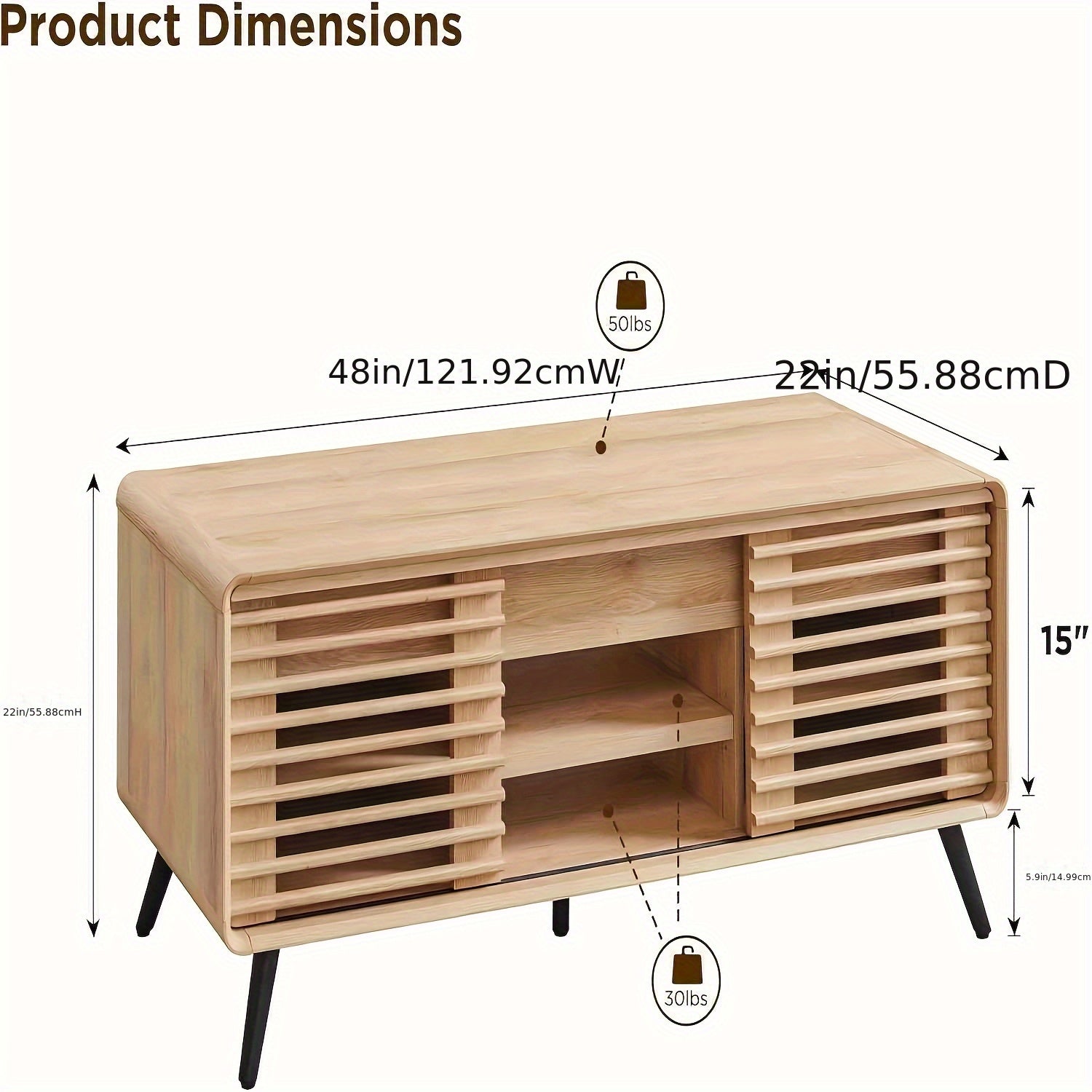 120cm Mid-Century Modern Wooden Coffee Table with Sliding Door - Adjustable Height, Hidden Storage & Shelf, Perfect for Living Room